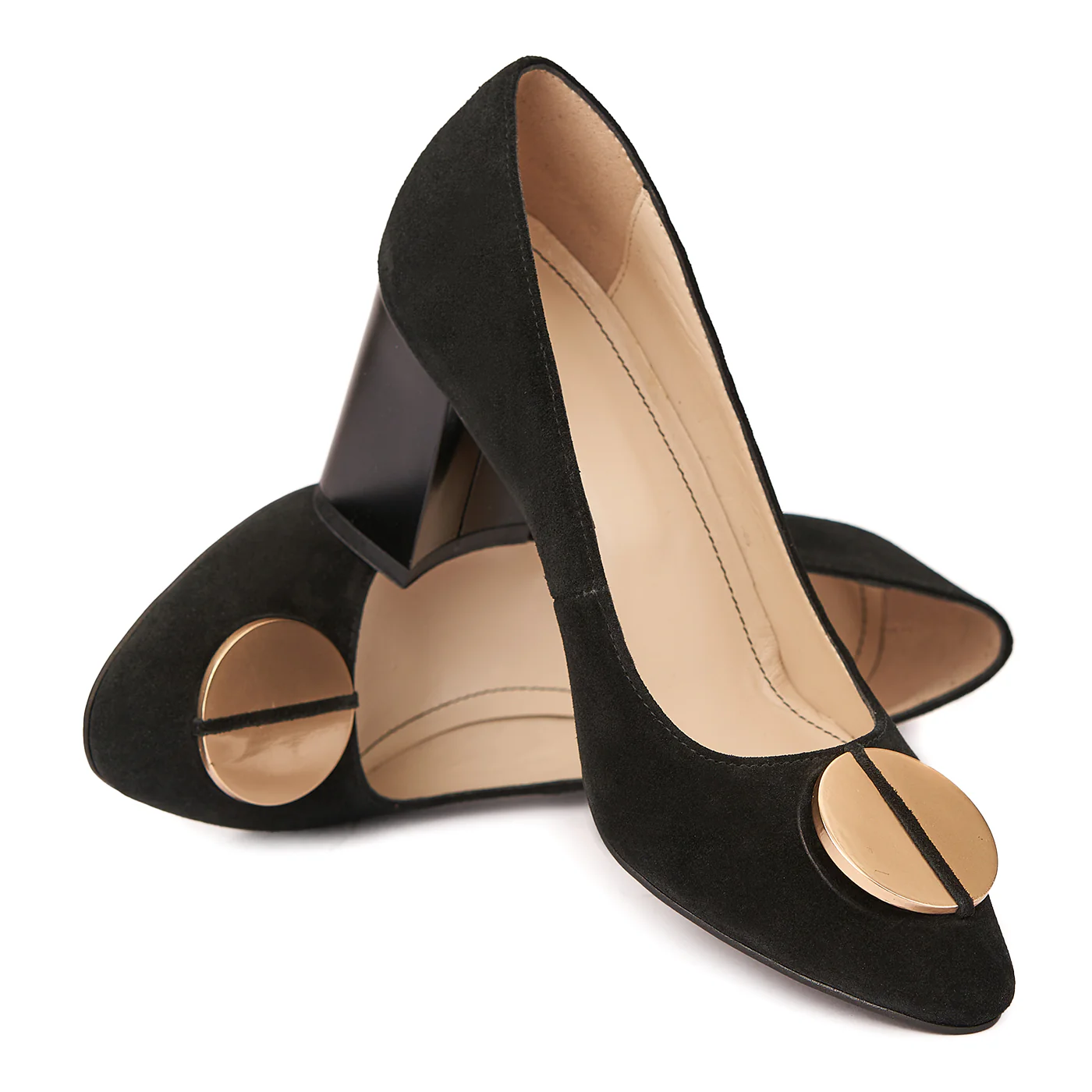Pantofi eleganti din piele naturala neagra cu toc vopsit 4434 - Image 4