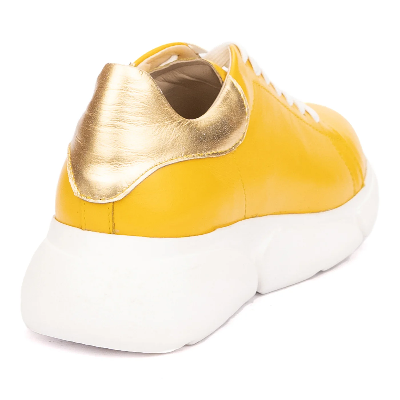Pantofi Galbeni Dama din Piele Naturala cu Siret 8878 - Image 2