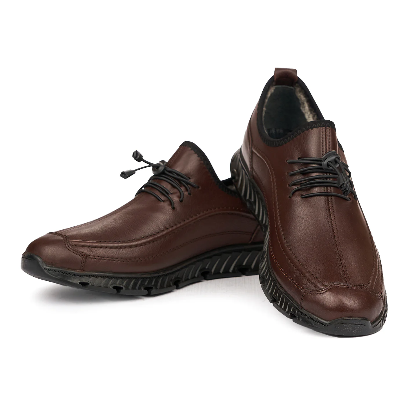 Pantofi Iarna Barbati Piele Naturala Imblaniti Casual Maro 7063 - Image 2