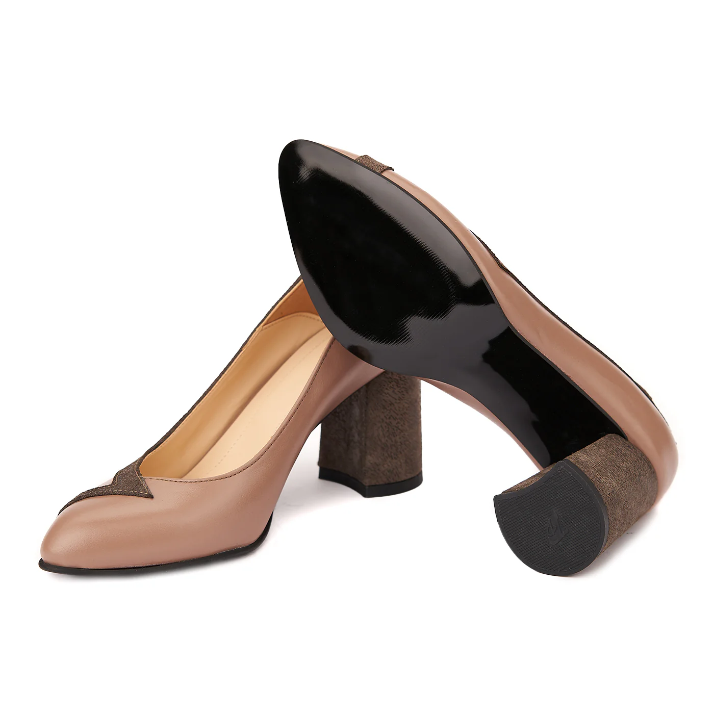 Pantofi Maro cu Toc Gros 8 Cm Eleganti din Piele Naturala 4243 - Image 3