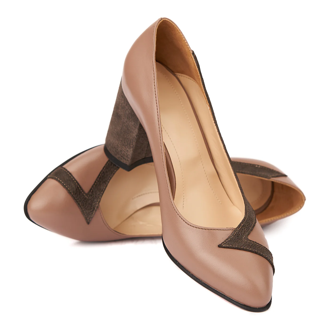 Pantofi Maro cu Toc Gros 8 Cm Eleganti din Piele Naturala 4243 - Image 4