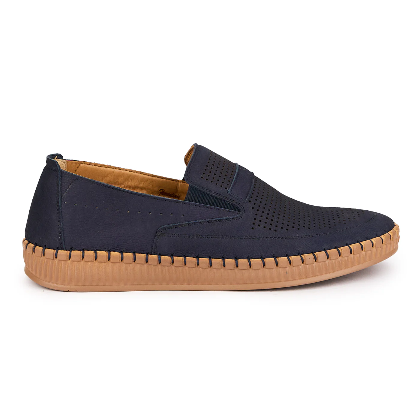 Pantofi perforati barbati din piele naturala bleumarin 7758