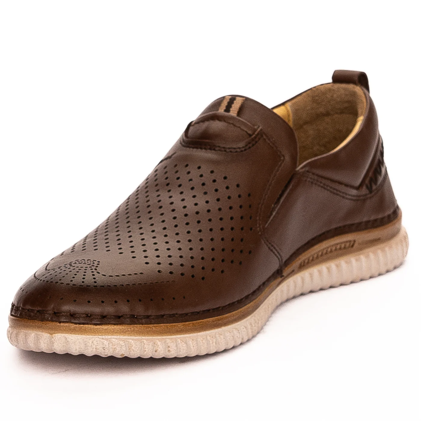 Pantofi perforati barbati din piele naturala maro 7474 - Image 3