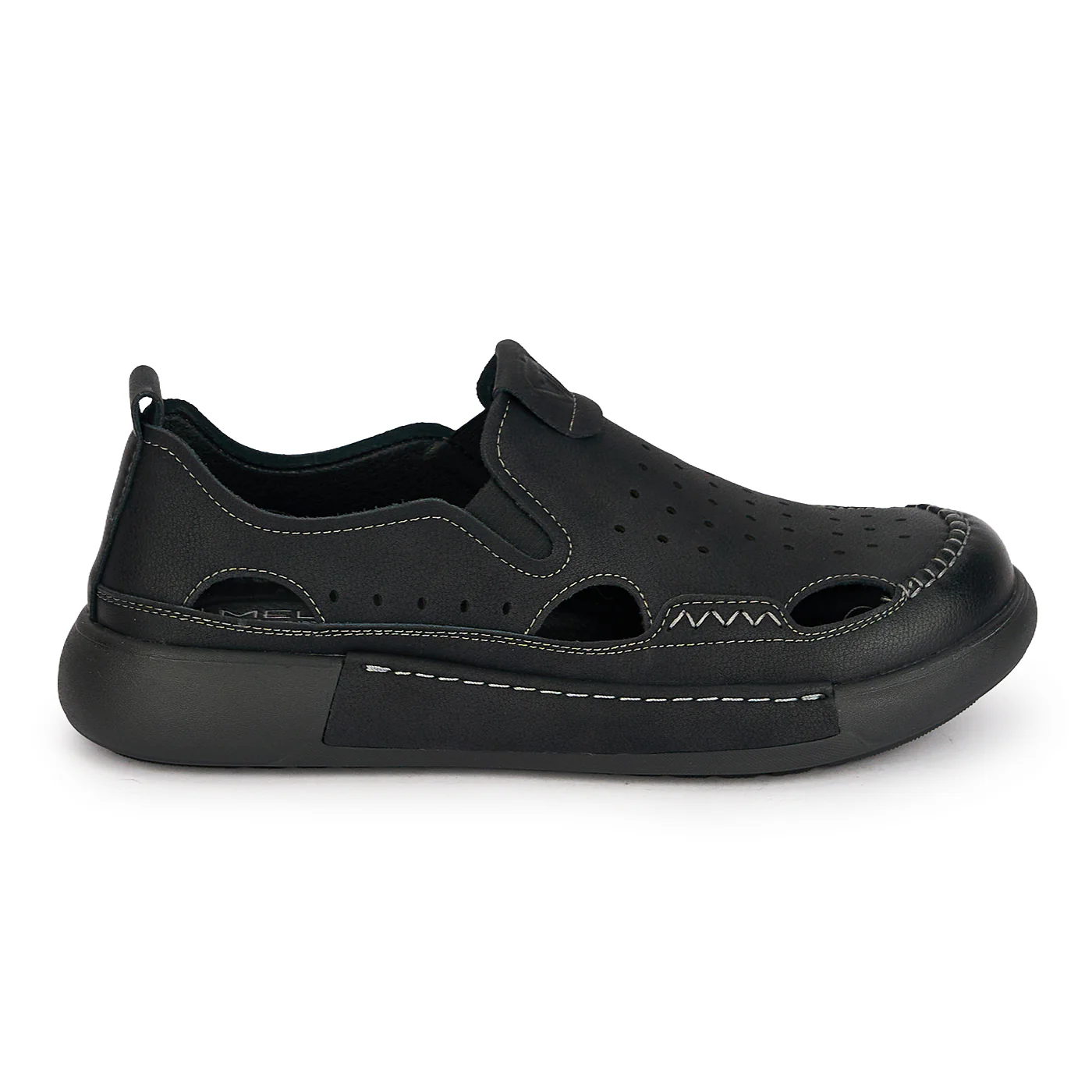 Pantofi perforati barbati din piele naturala neagra 20182