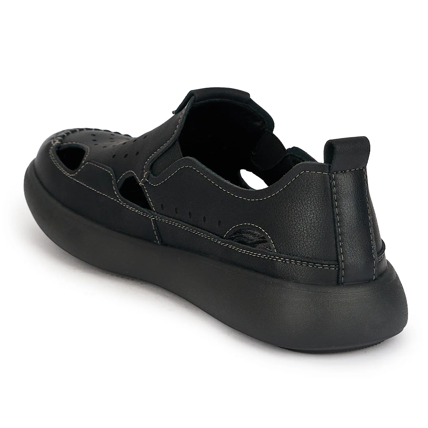 Pantofi perforati barbati din piele naturala neagra 20182 - Image 2
