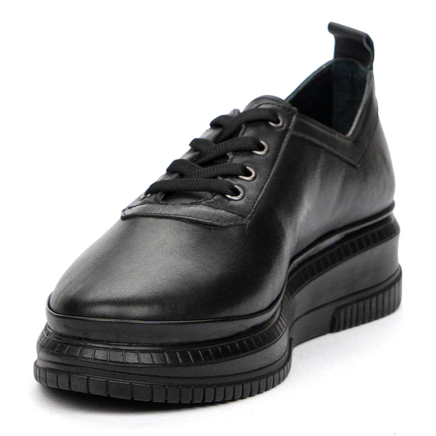 Pantofi Piele cu Siret Dama Casual Negri 8554 - Image 4