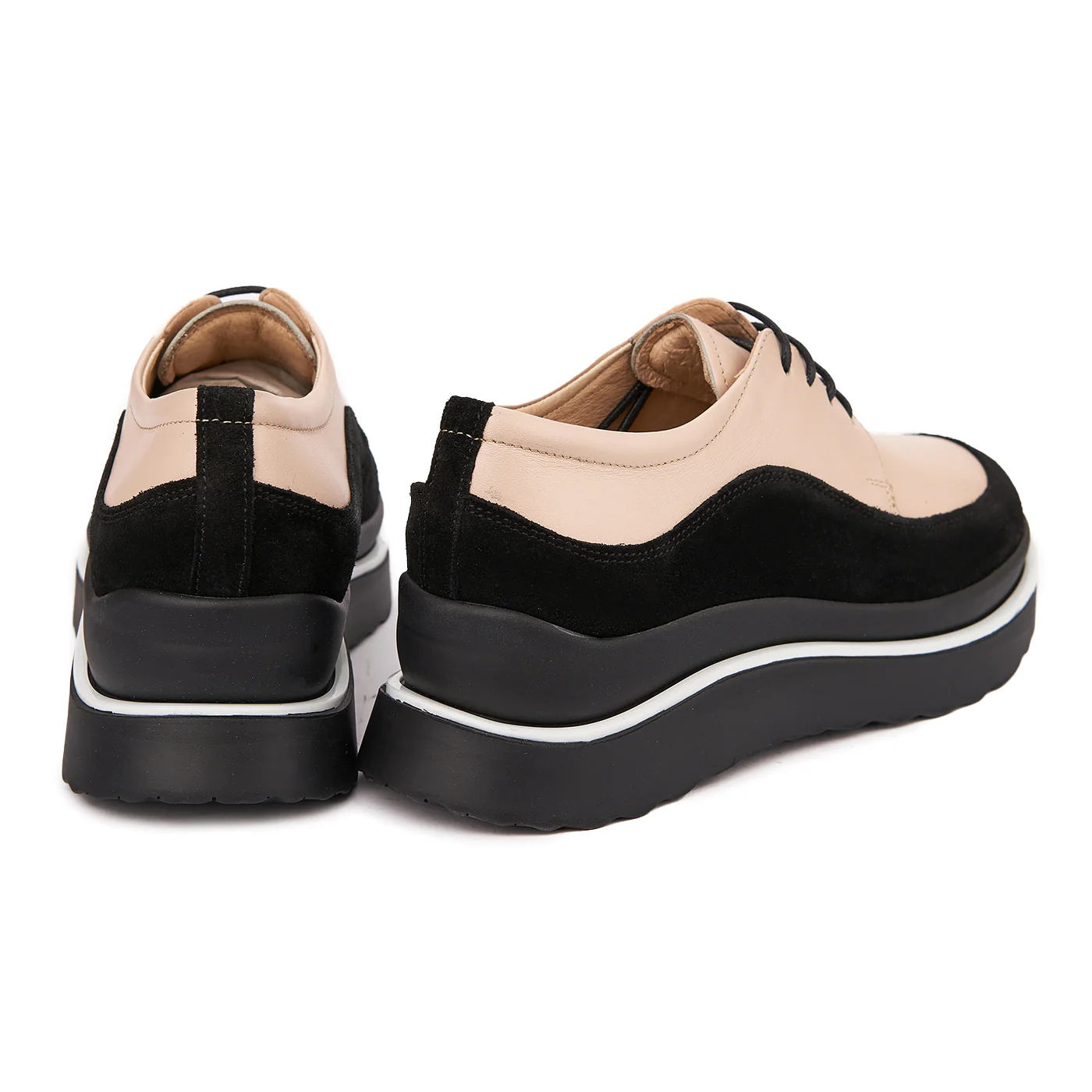 Pantofi Piele Naturala bej si negru 1635 - Image 2