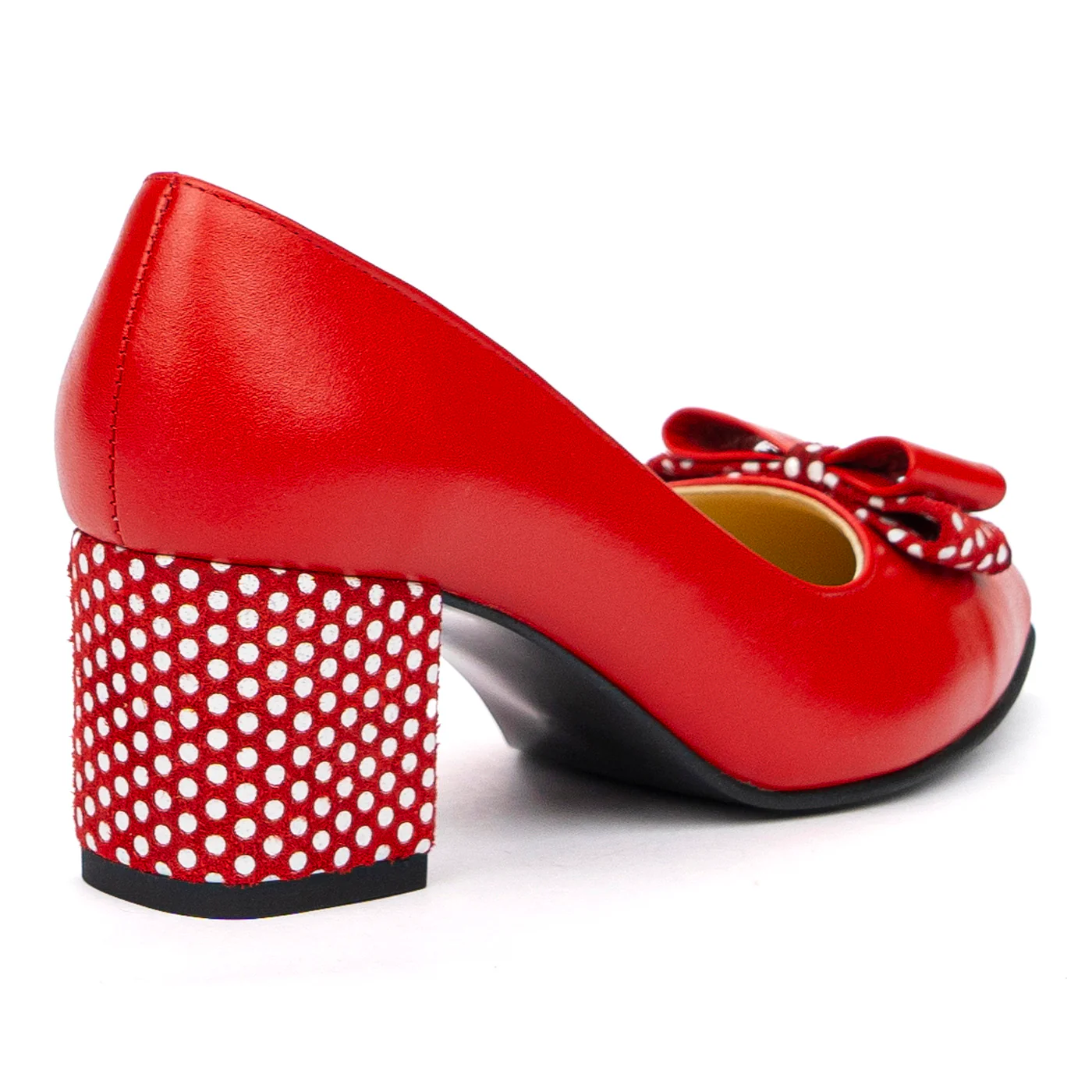Pantofi Rosii Toc 6 Cm Dama din Piele Naturala 4093 - Image 2