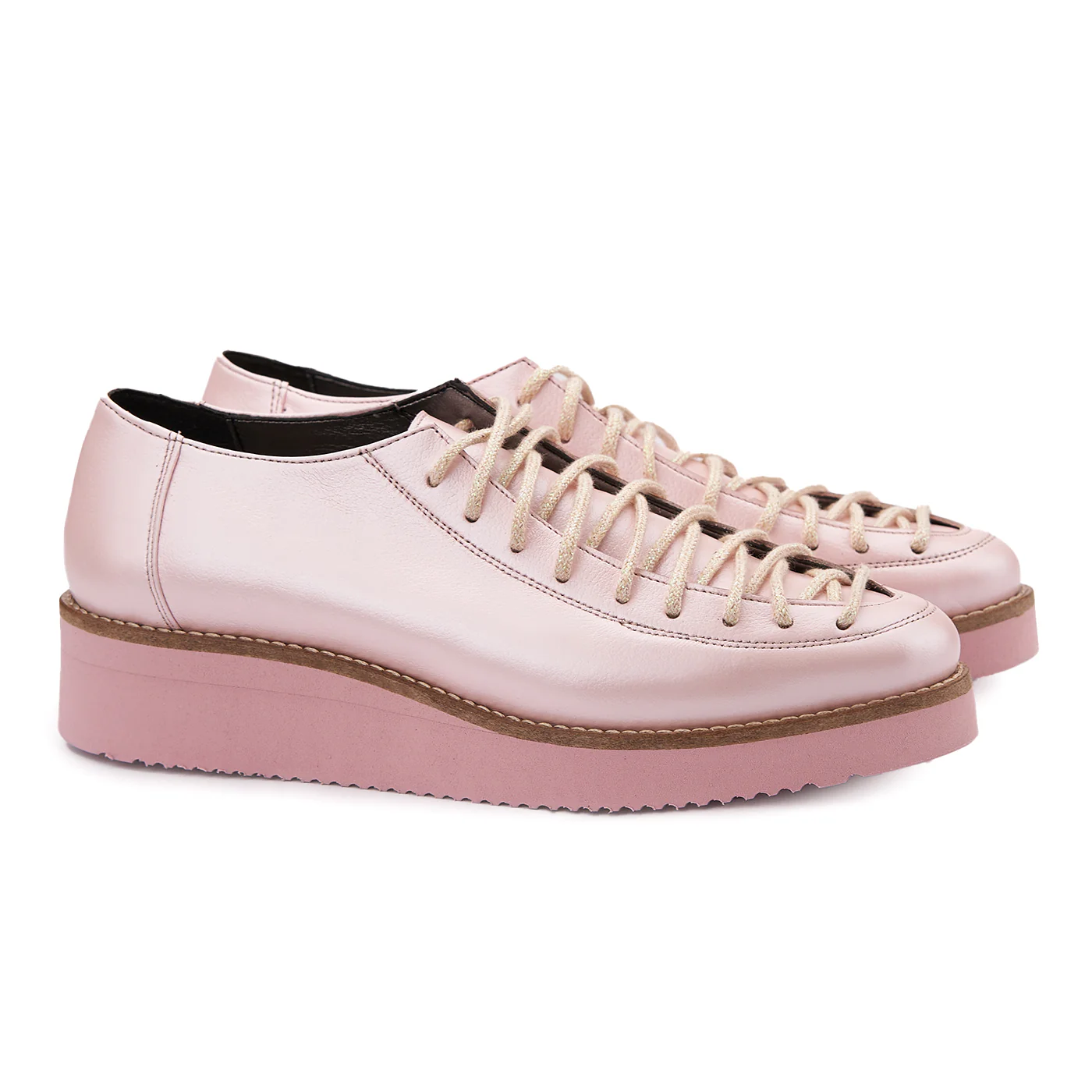 Pantofi Roz Piele Naturala Dama Casual cu Talpa 3 Cm 1411