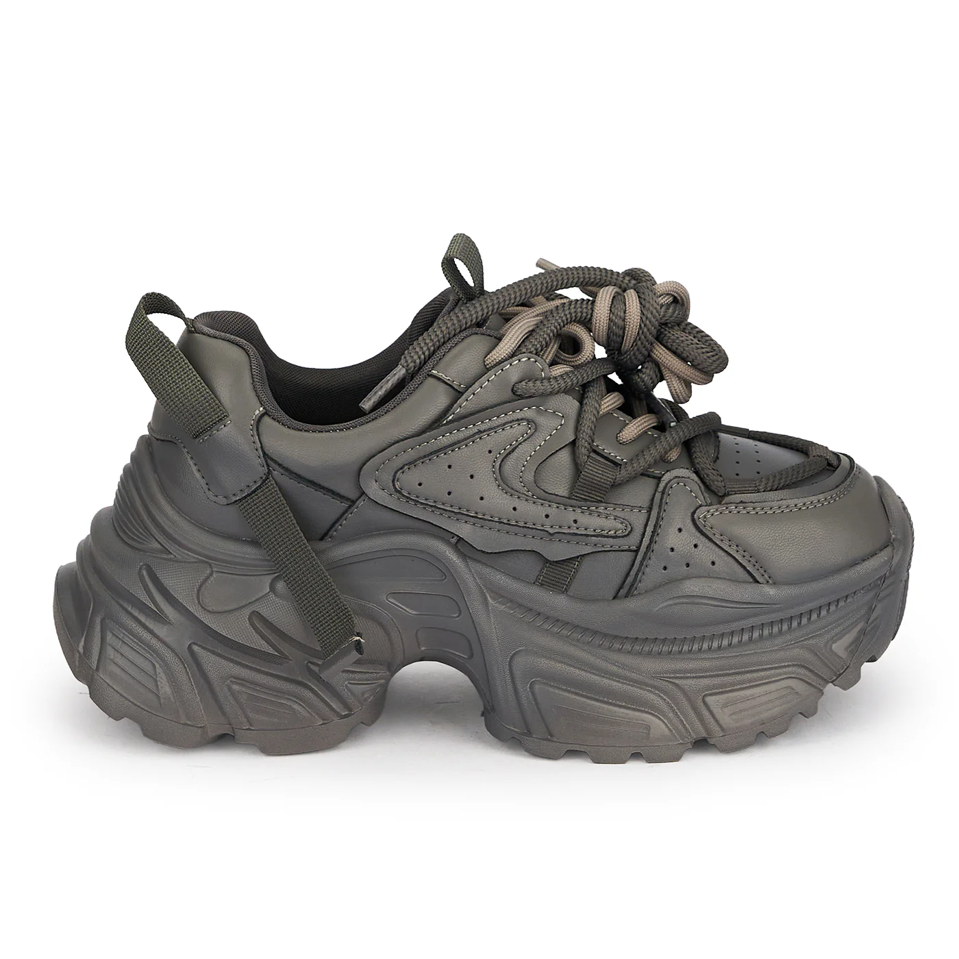 Pantofi sport dama din piele naturala gri cu talpa inalta 6 cm 19288