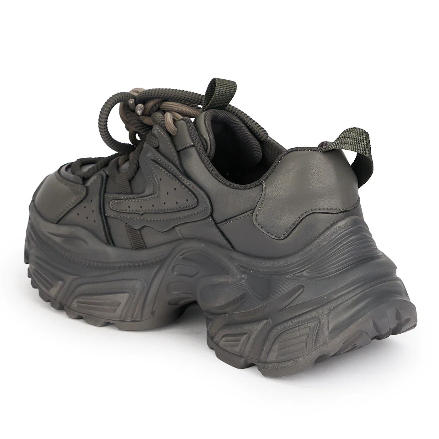 Pantofi sport dama din piele naturala gri cu talpa inalta 6 cm 19288 - Image 2
