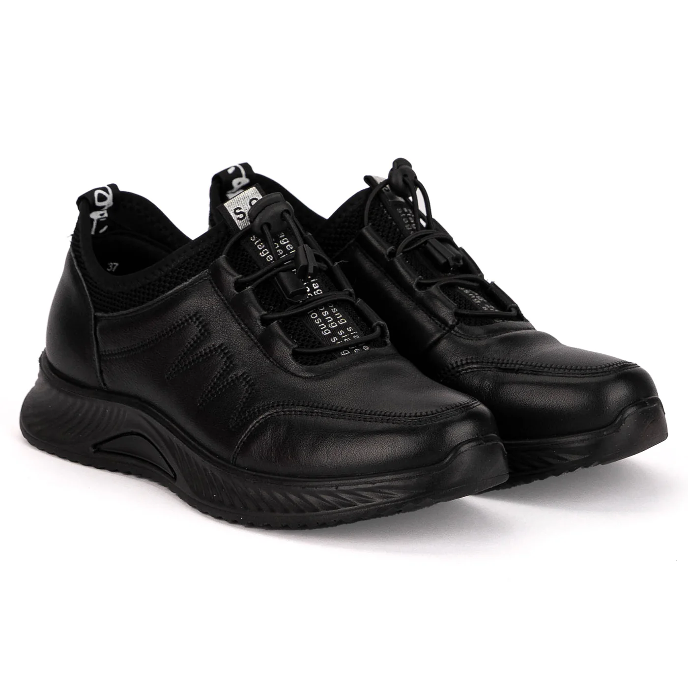 Pantofi sport dama din piele naturala neagra 18809 - Image 4