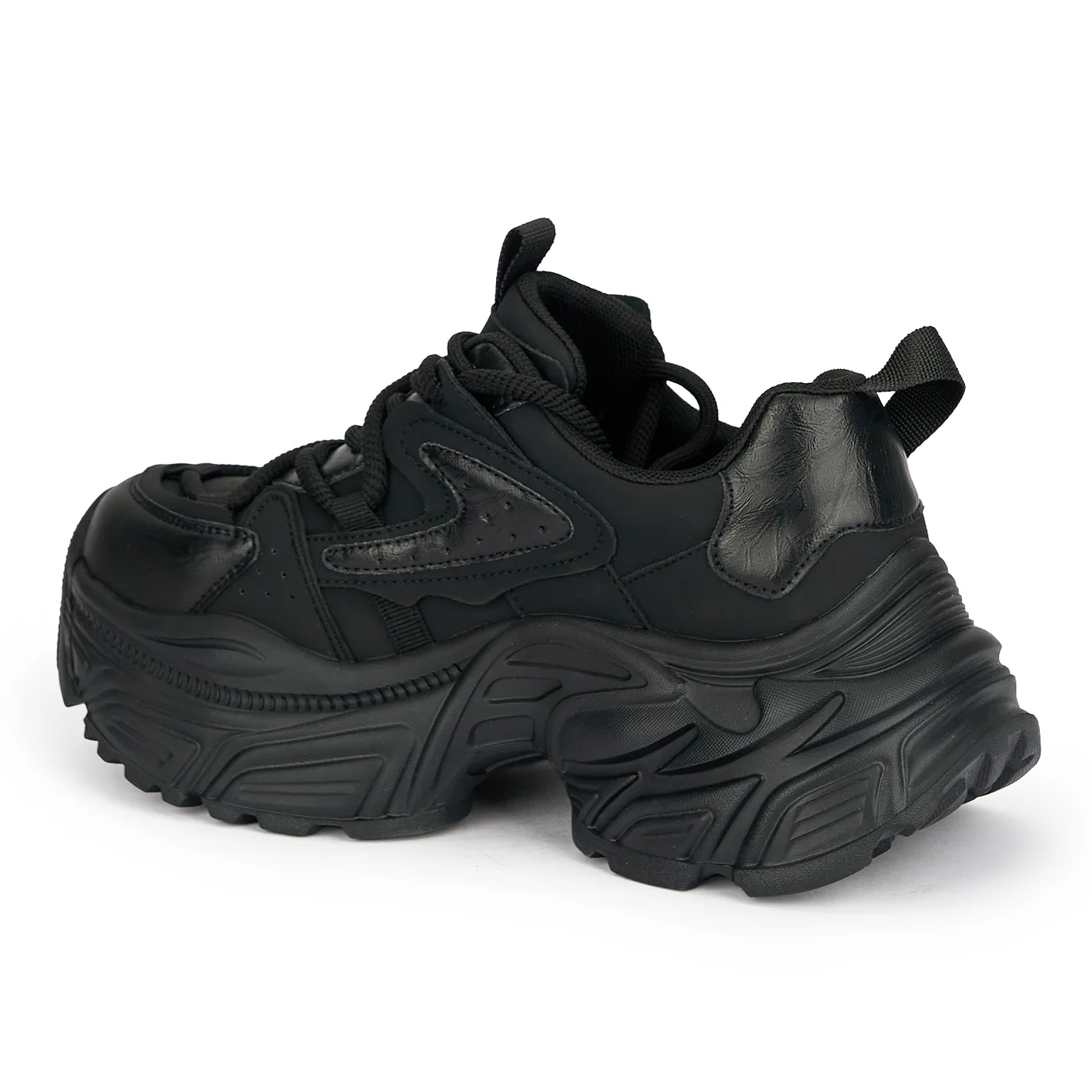 Pantofi sport dama din piele naturala neagra cu talpa inalta 6 cm 18894 - Image 2