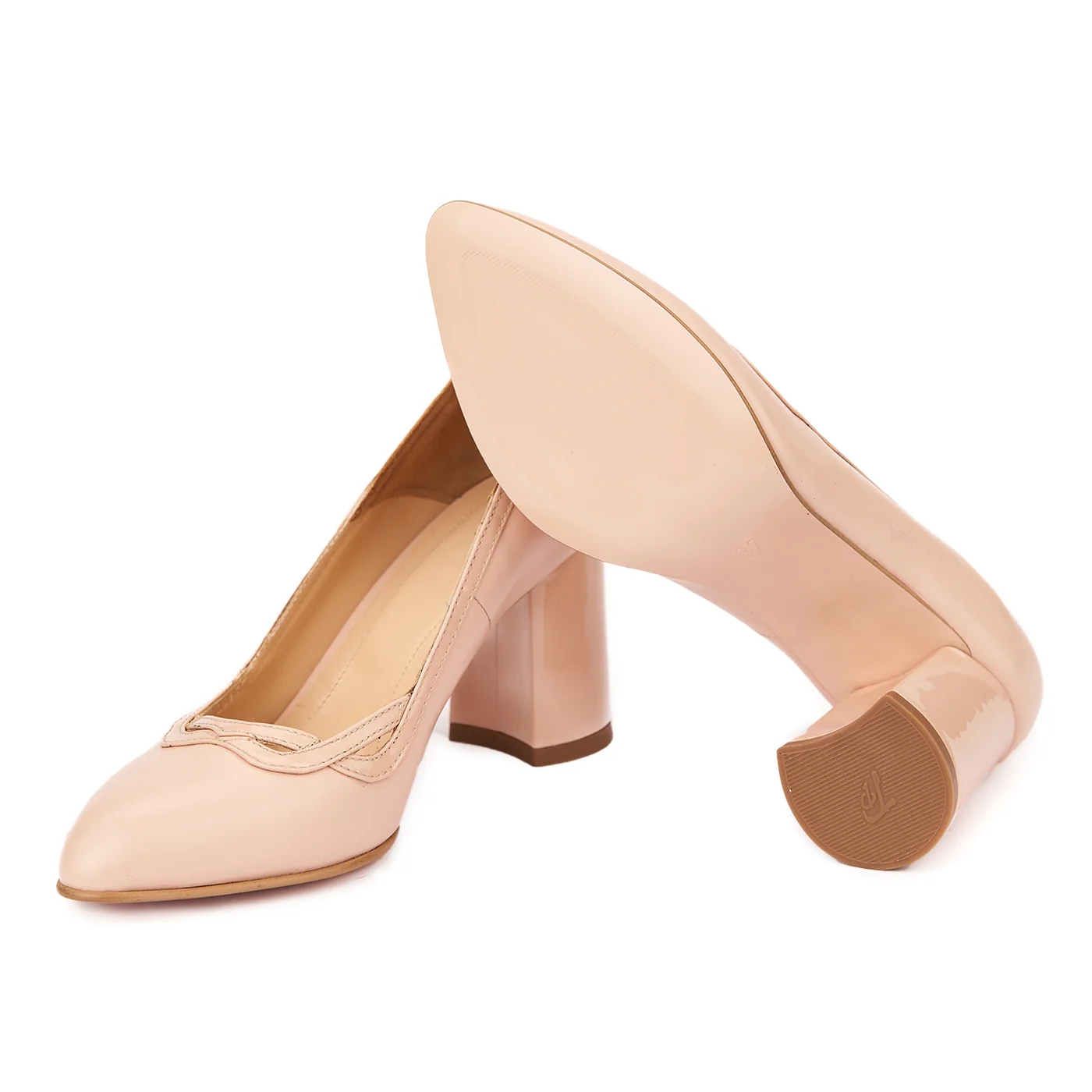 Pantofi Stiletto cu Toc Gros 8 Cm Eleganti din Piele Naturala 4249 - Image 3