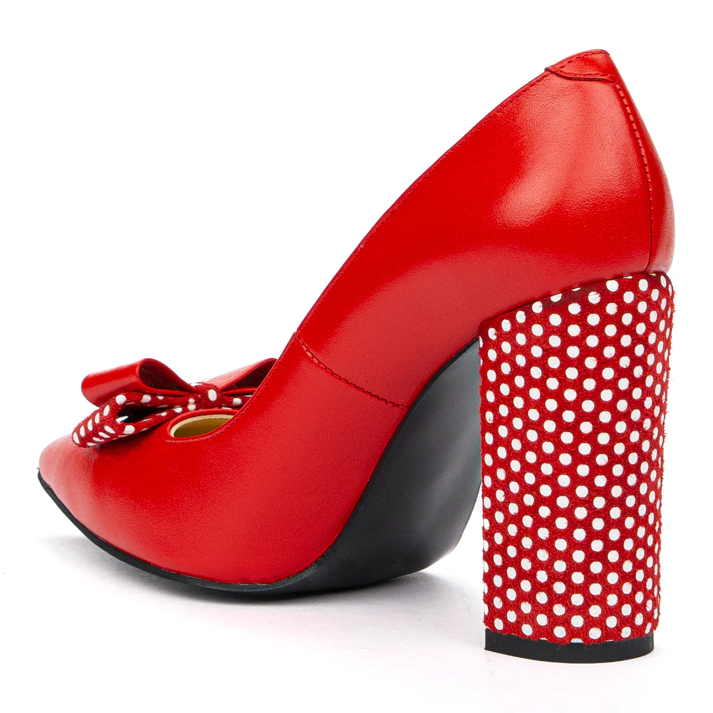 Pantofi Stiletto Rosii Toc Gros 10 Cm din Piele Naturala 4094 - Image 3