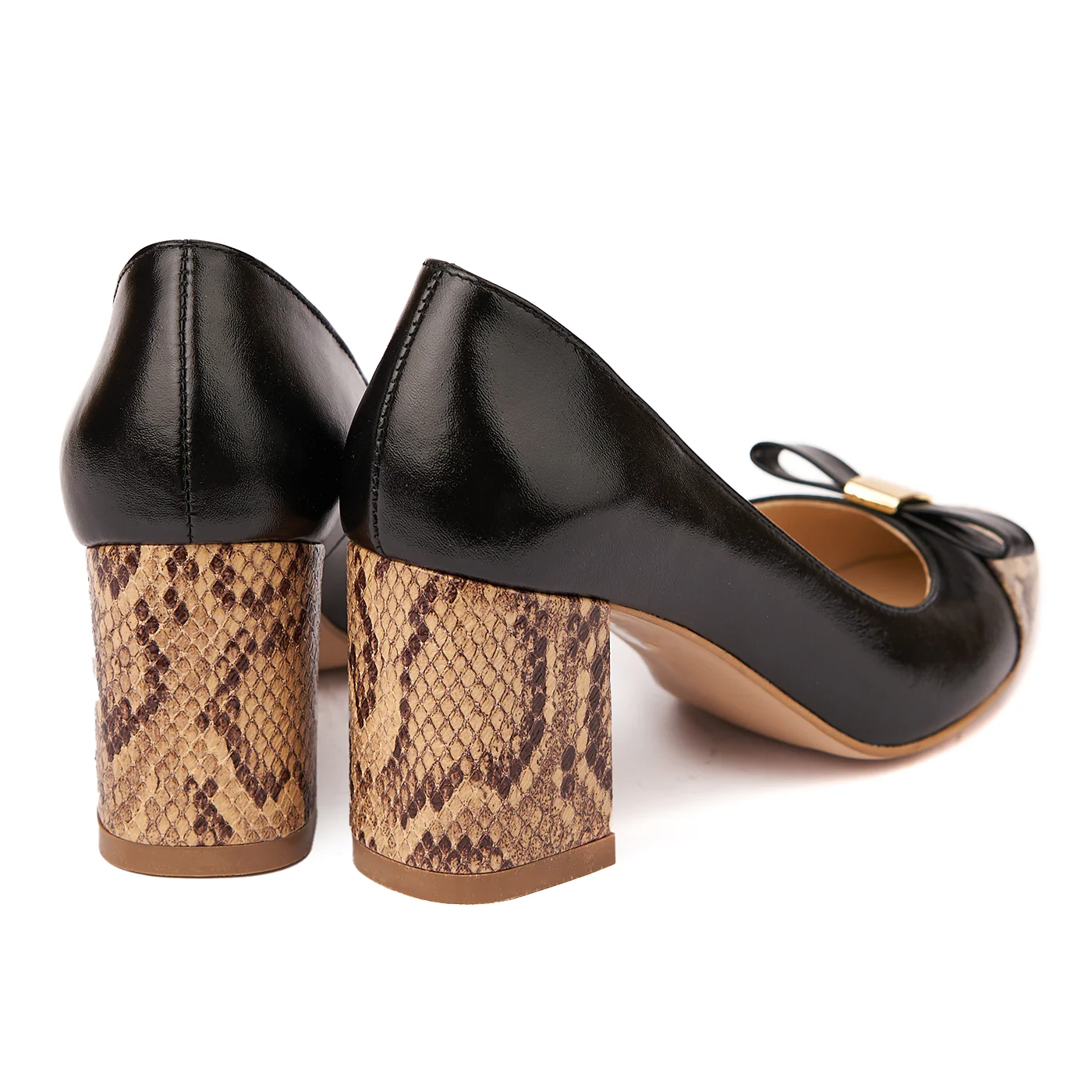 Pantofi Toc Gros Dama din Piele Naturala Negra 4436 - Image 2