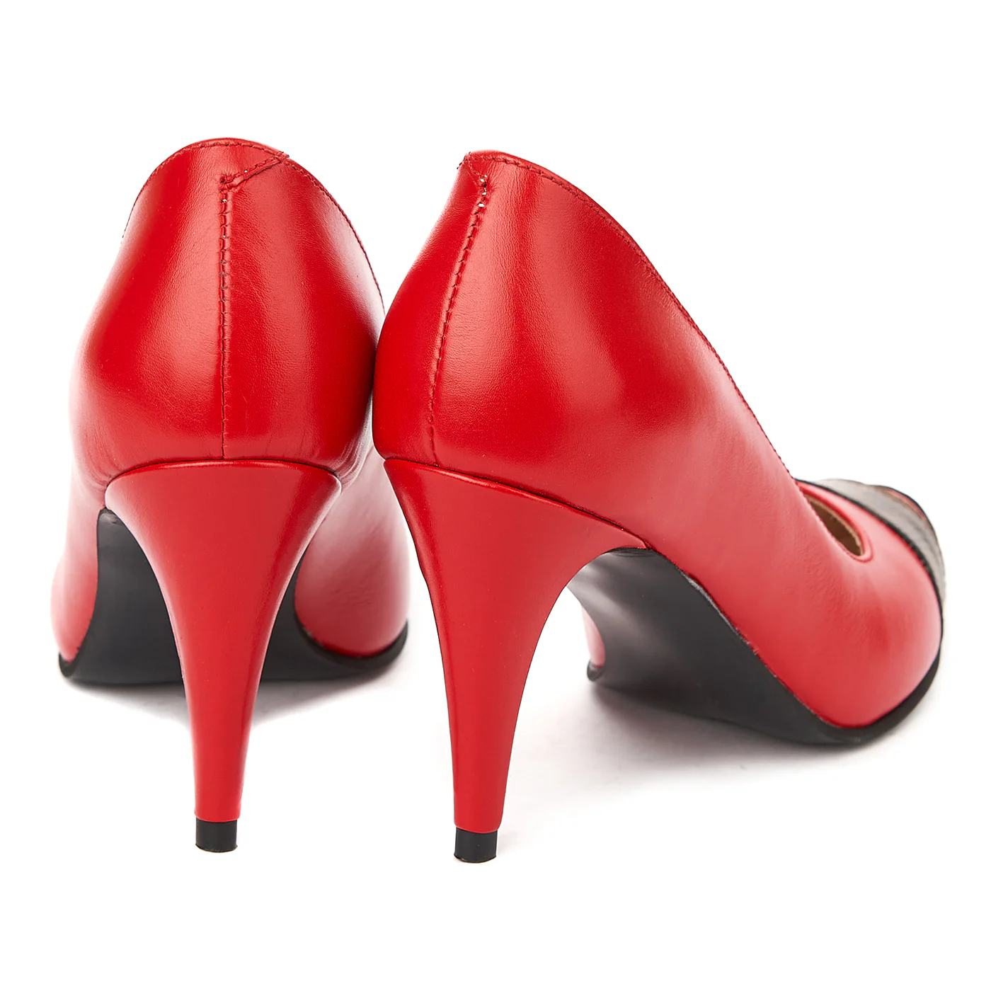 Pantofi toc subtire din piele naturala rosie 4296 - Image 2