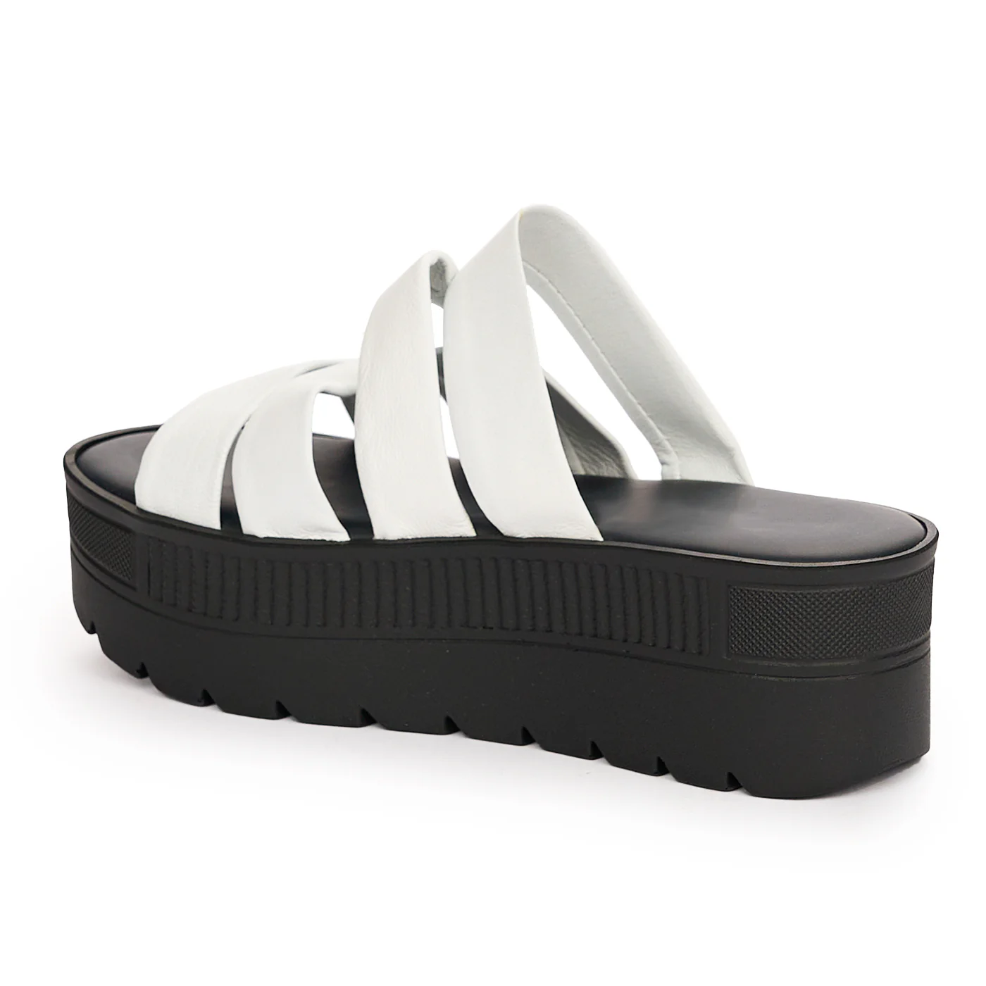 Papuc dama din piele naturala alba cu talpa inalta 13721 - Image 2