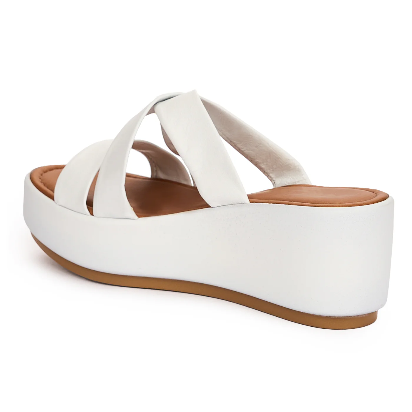 Papuc dama din piele naturala alba cu talpa inalta 13728 - Image 2