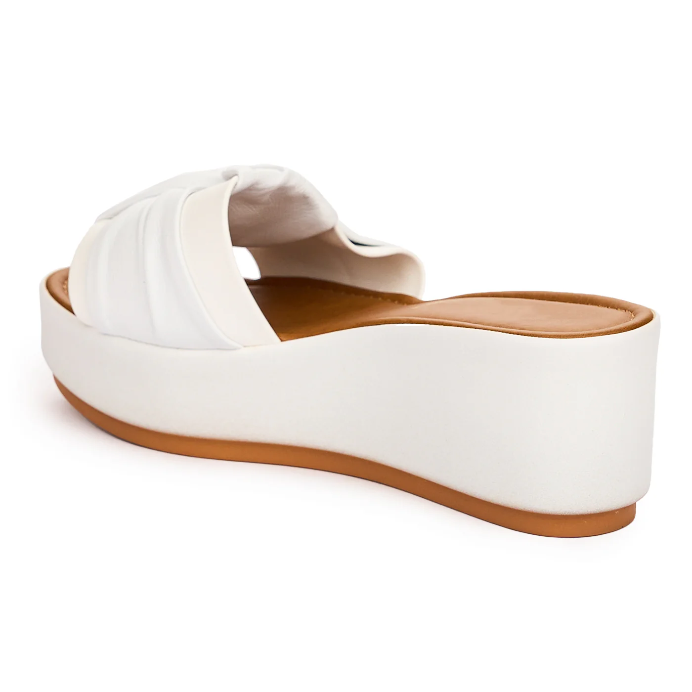 Papuc dama din piele naturala alba cu talpa inalta 13736 - Image 2