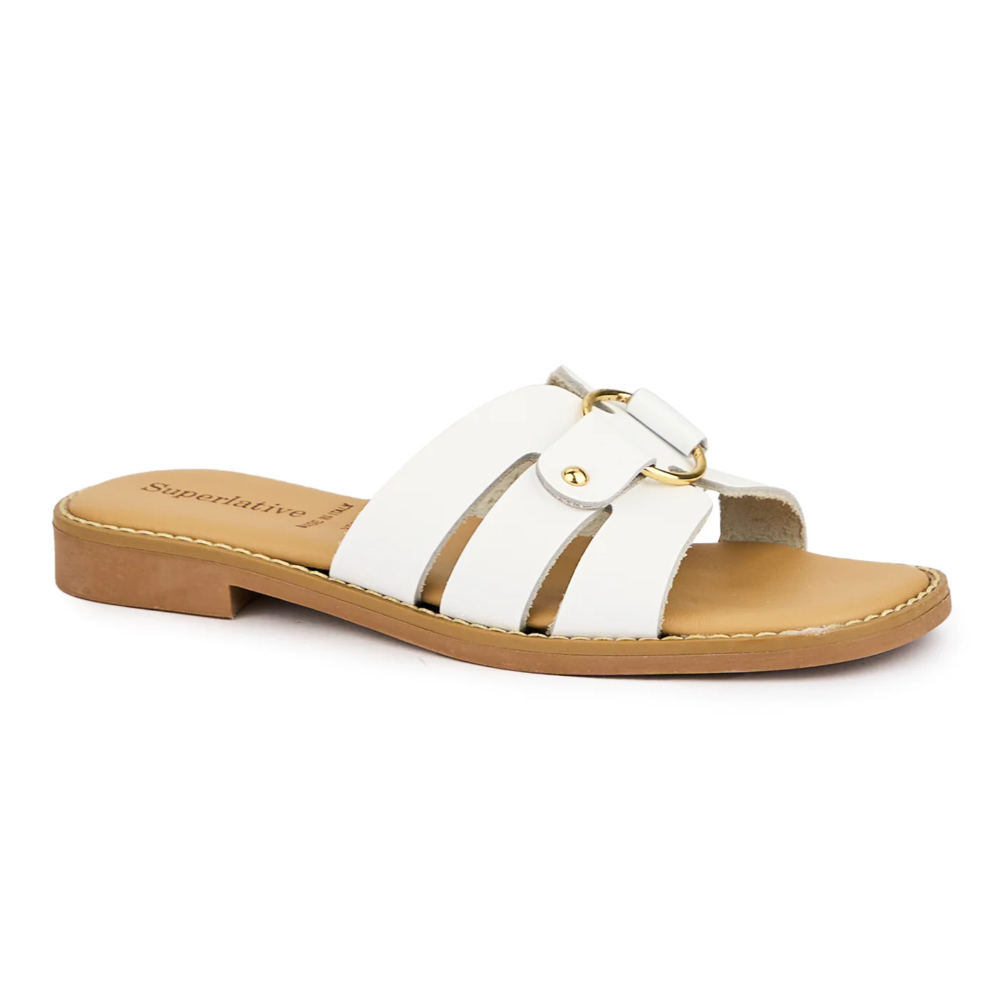 Papuc dama din piele naturala alba cu talpa joasa 16149