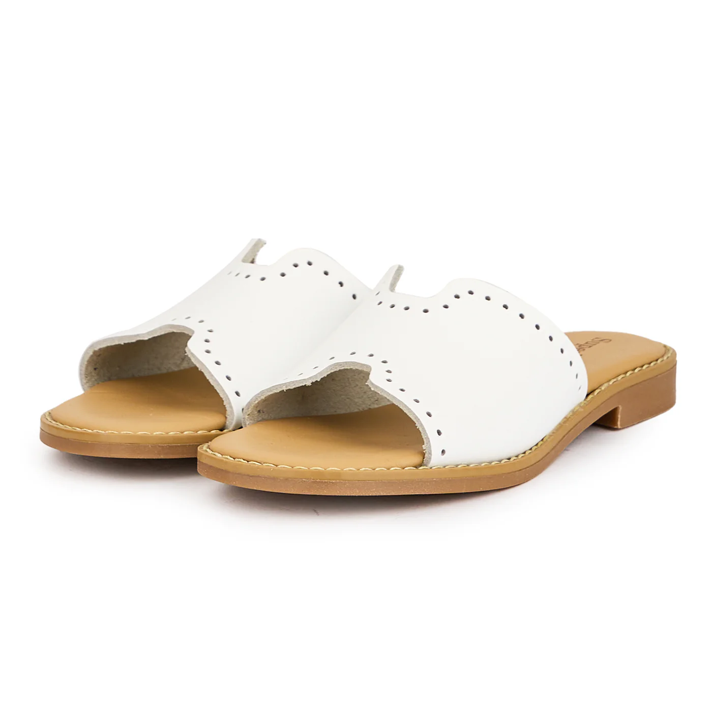 Papuc dama din piele naturala alba cu talpa joasa 16152 - Image 3