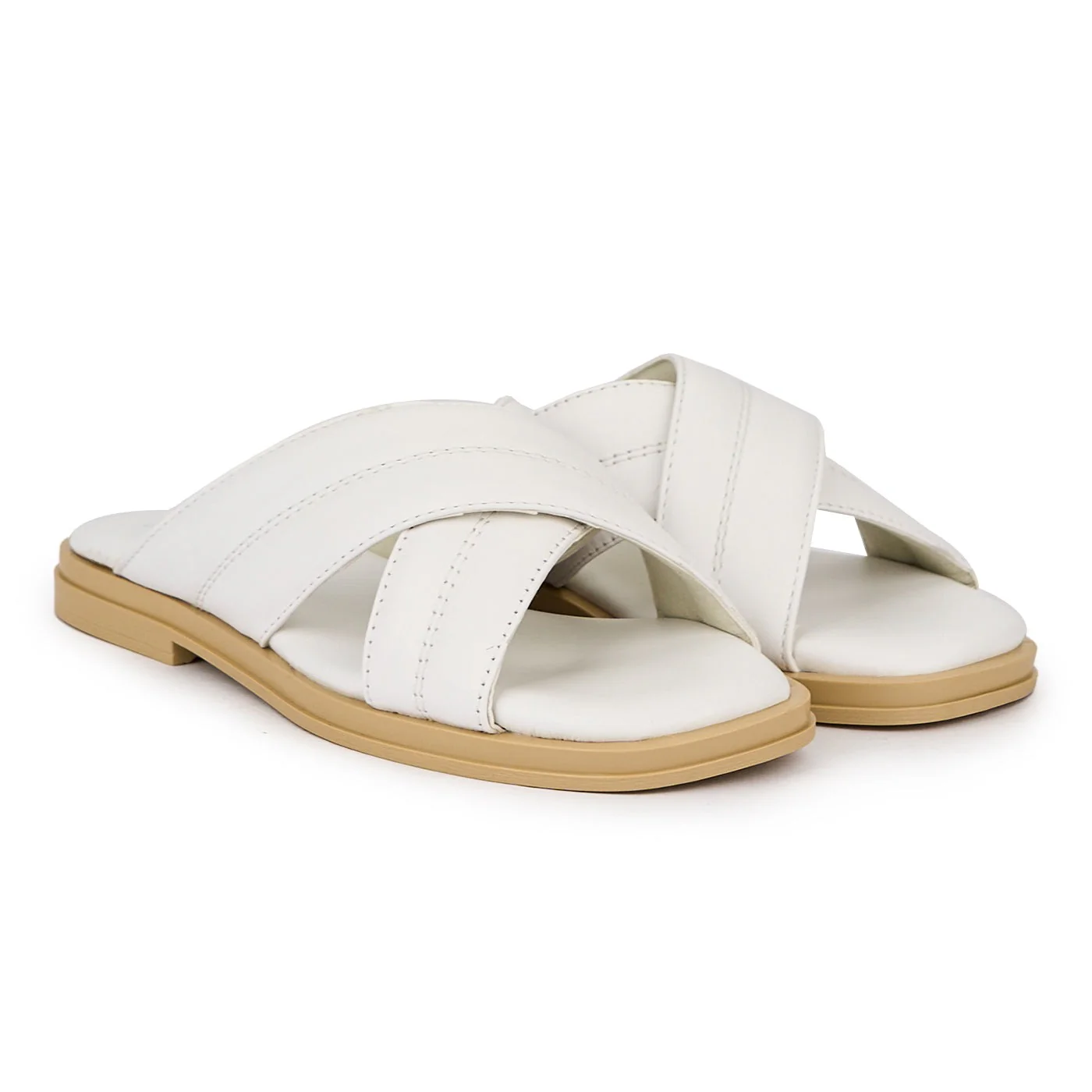 Papuc dama din piele naturala alba cu talpa joasa 16157