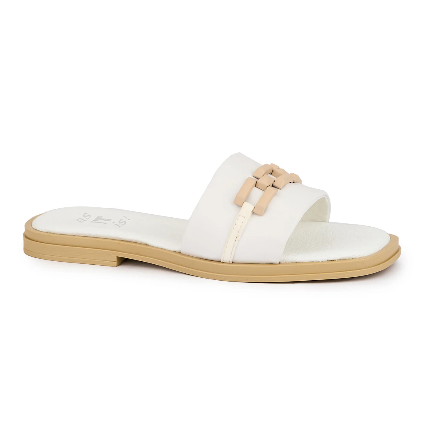 Papuc dama din piele naturala alba cu talpa joasa 16158 - Image 2