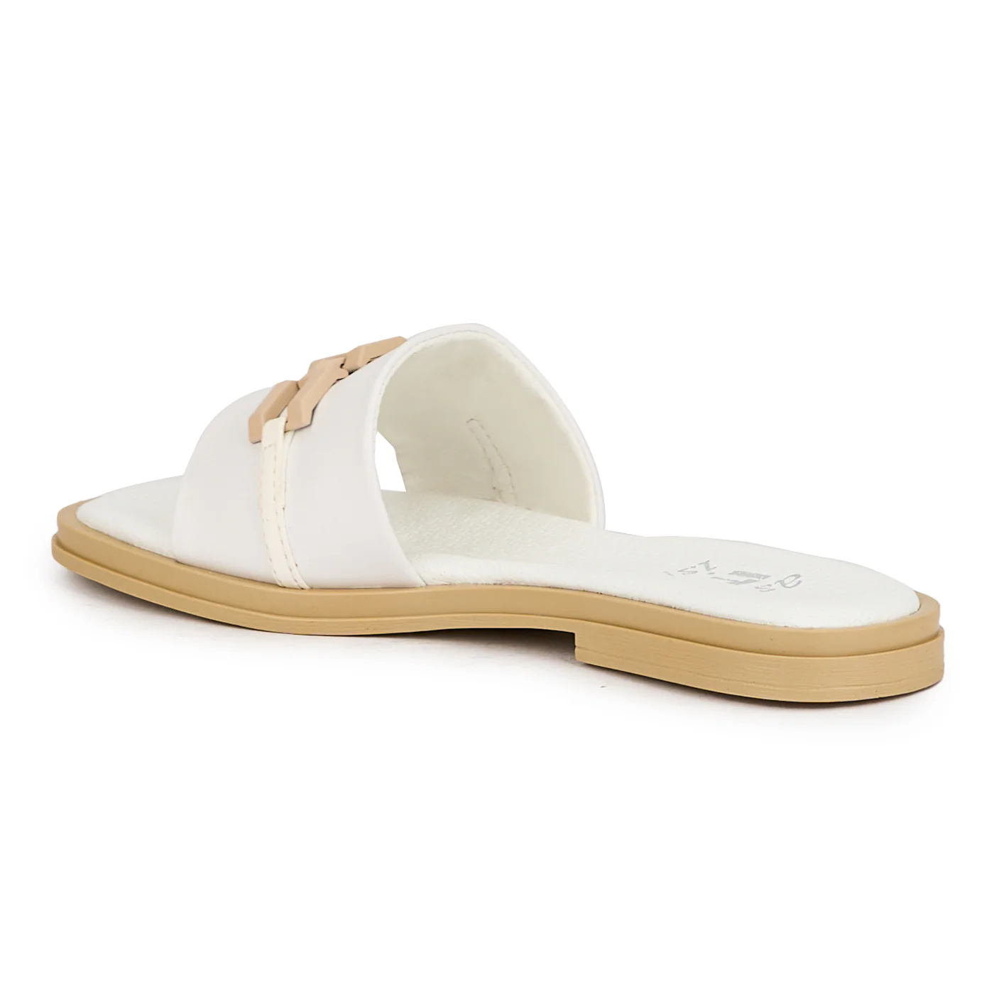 Papuc dama din piele naturala alba cu talpa joasa 16158 - Image 3