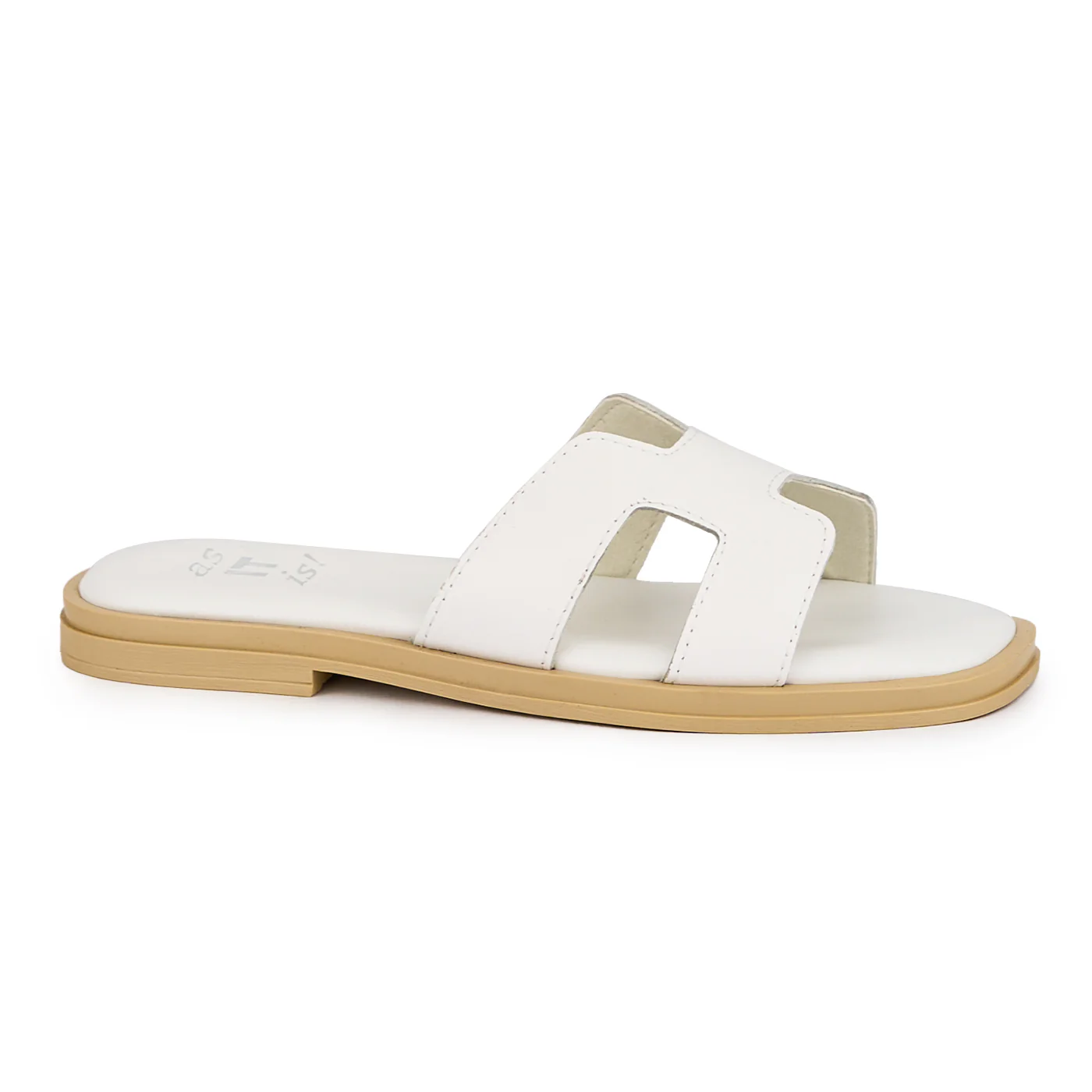 Papuc dama din piele naturala alba cu talpa joasa 16159