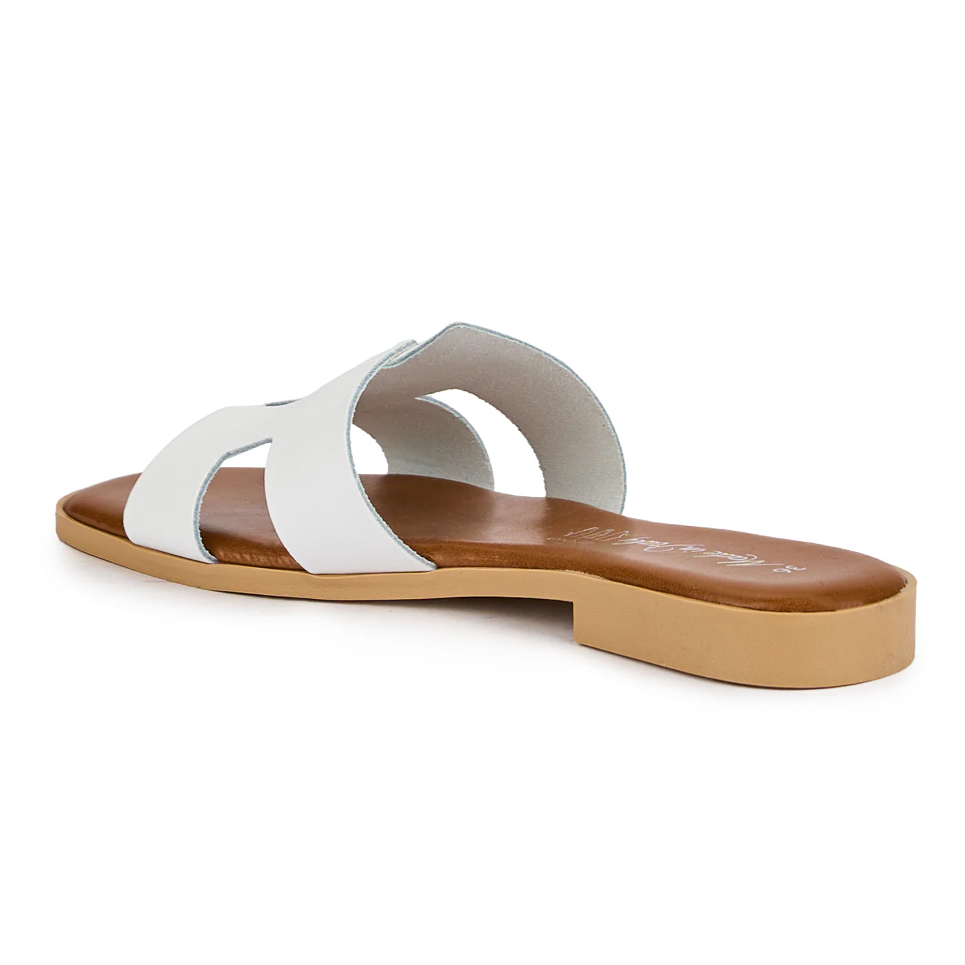 Papuc dama din piele naturala alba cu talpa joasa 16204 - Image 2