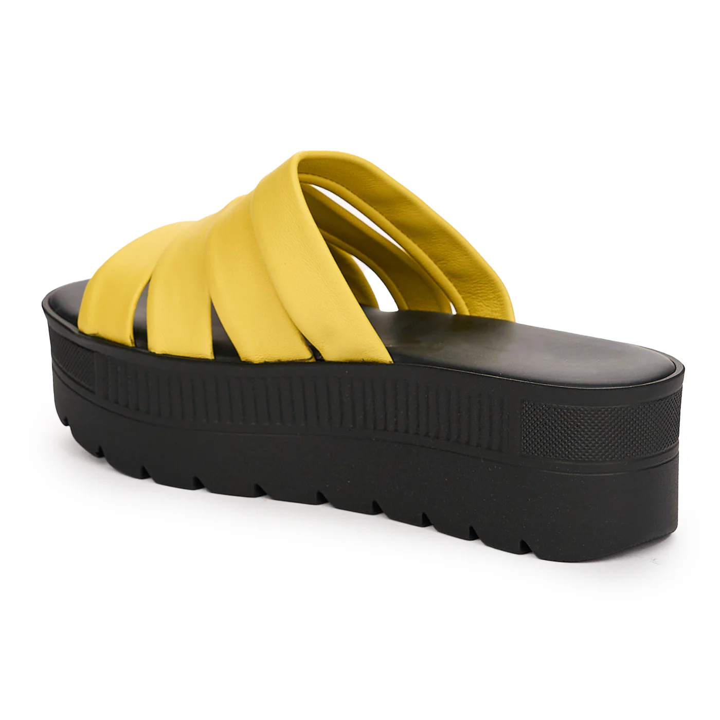 Papuc dama din piele naturala galbena cu talpa inalta 13725 - Image 2