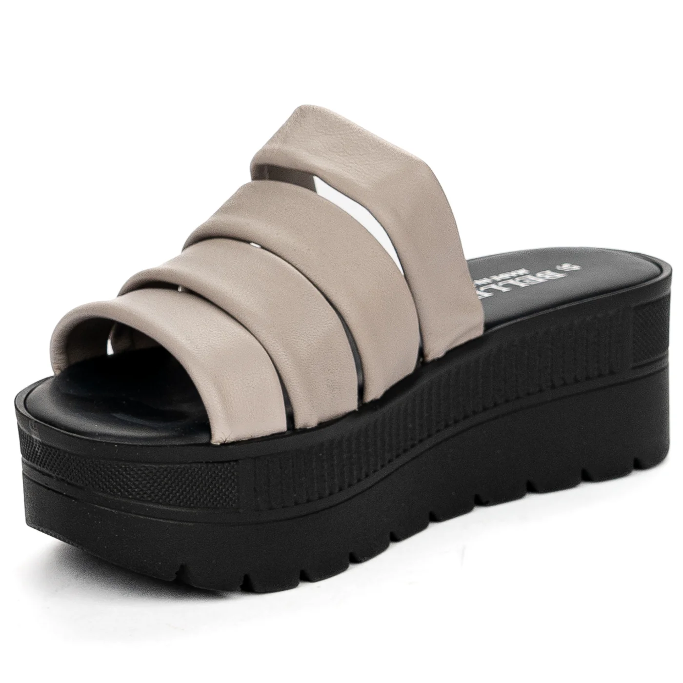 Papuc dama din piele naturala gri cu talpa inalta 13720 - Image 3