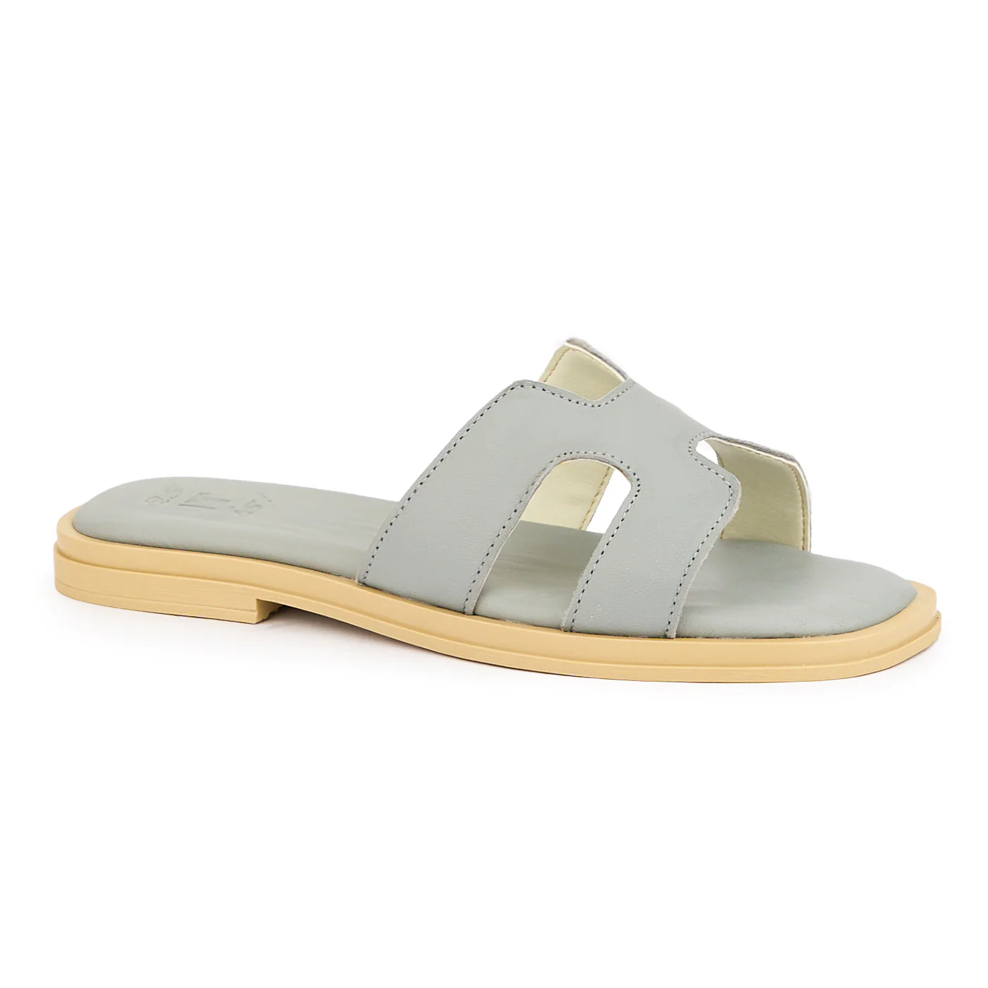 Papuc dama din piele naturala gri cu talpa joasa 16155