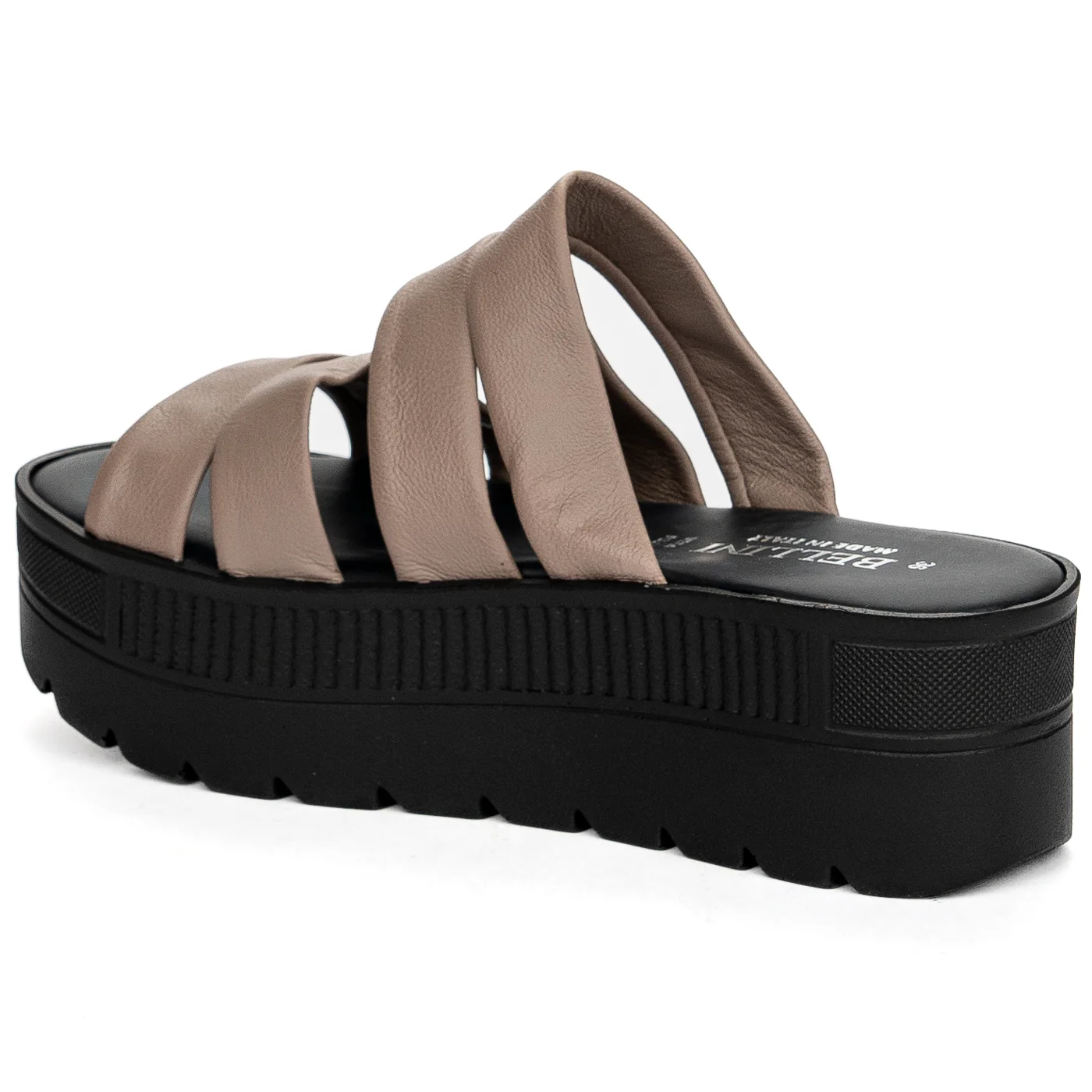 Papuc dama din piele naturala gri - taupe cu talpa inalta 13722 - Image 2
