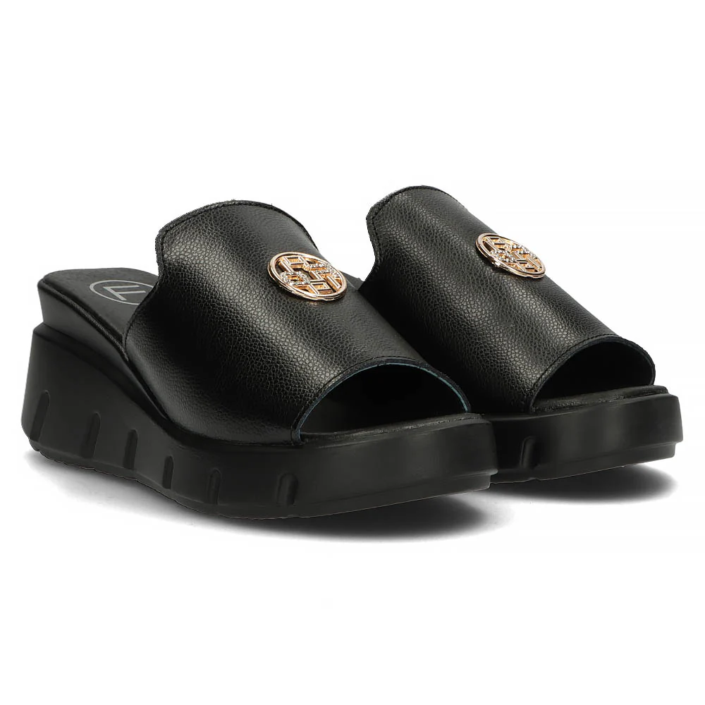 Papuc dama din piele naturala neagra cu platforma 13308 - Image 7