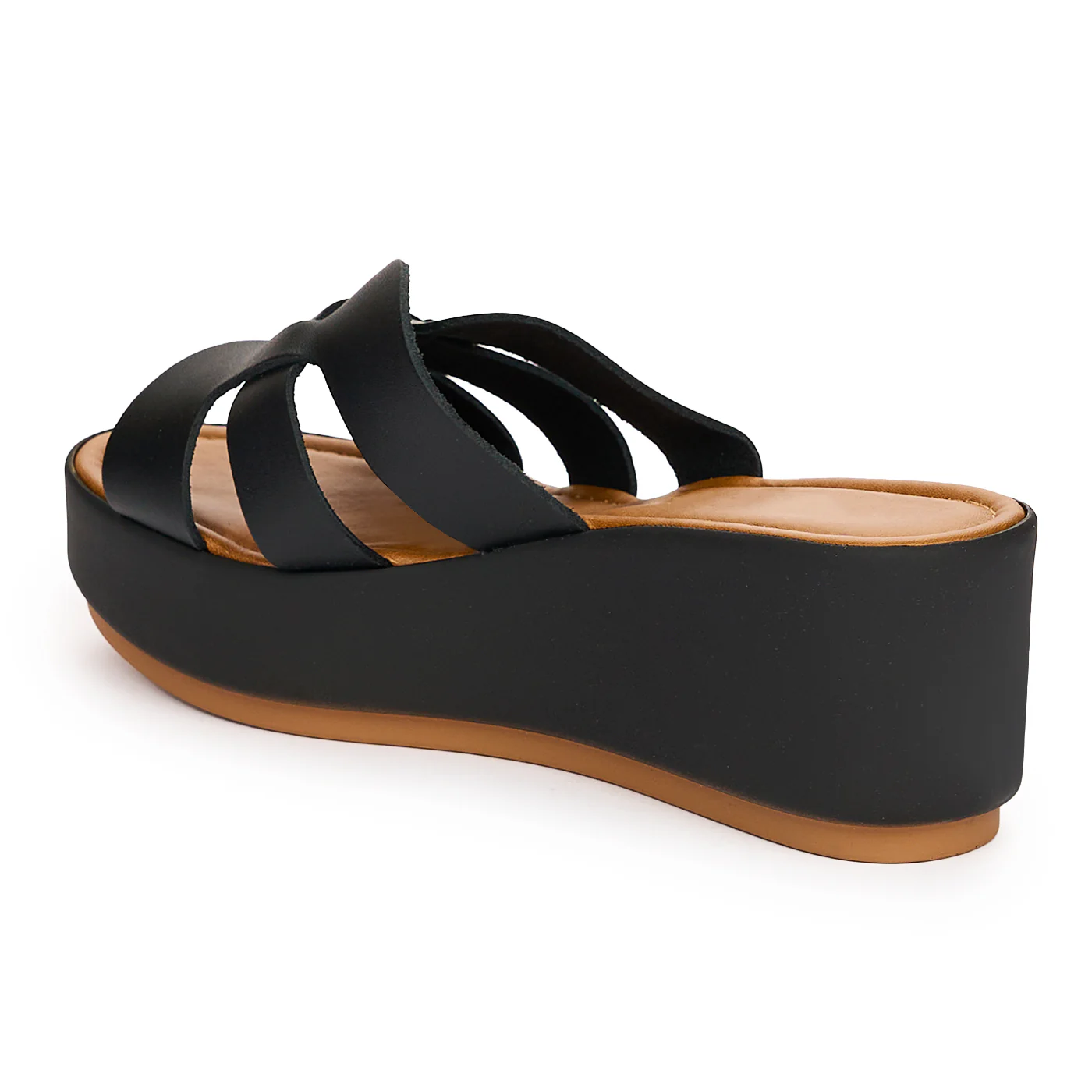 Papuc dama din piele naturala neagra cu talpa inalta 13719 - Image 2
