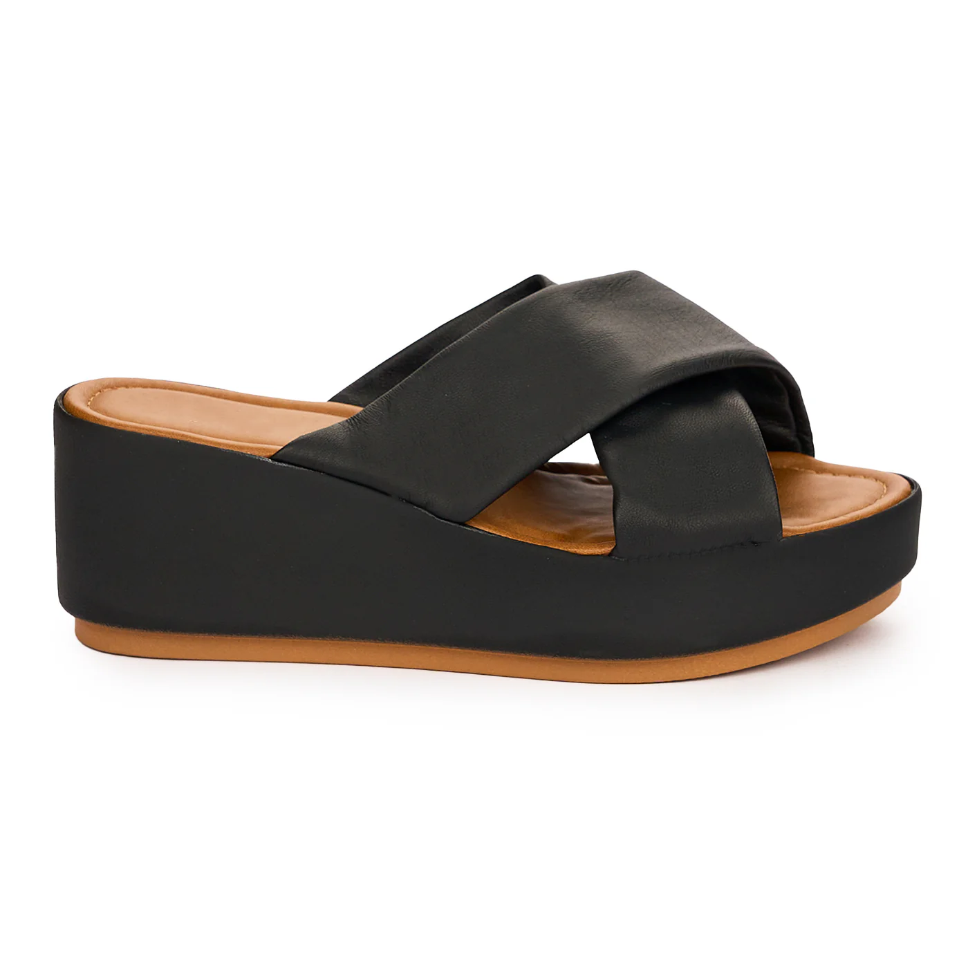 Papuc dama din piele naturala neagra cu talpa inalta 13734 - Image 5