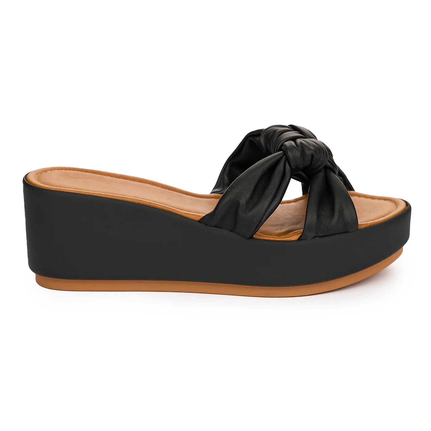 Papuc dama din piele naturala neagra cu talpa inalta 13735