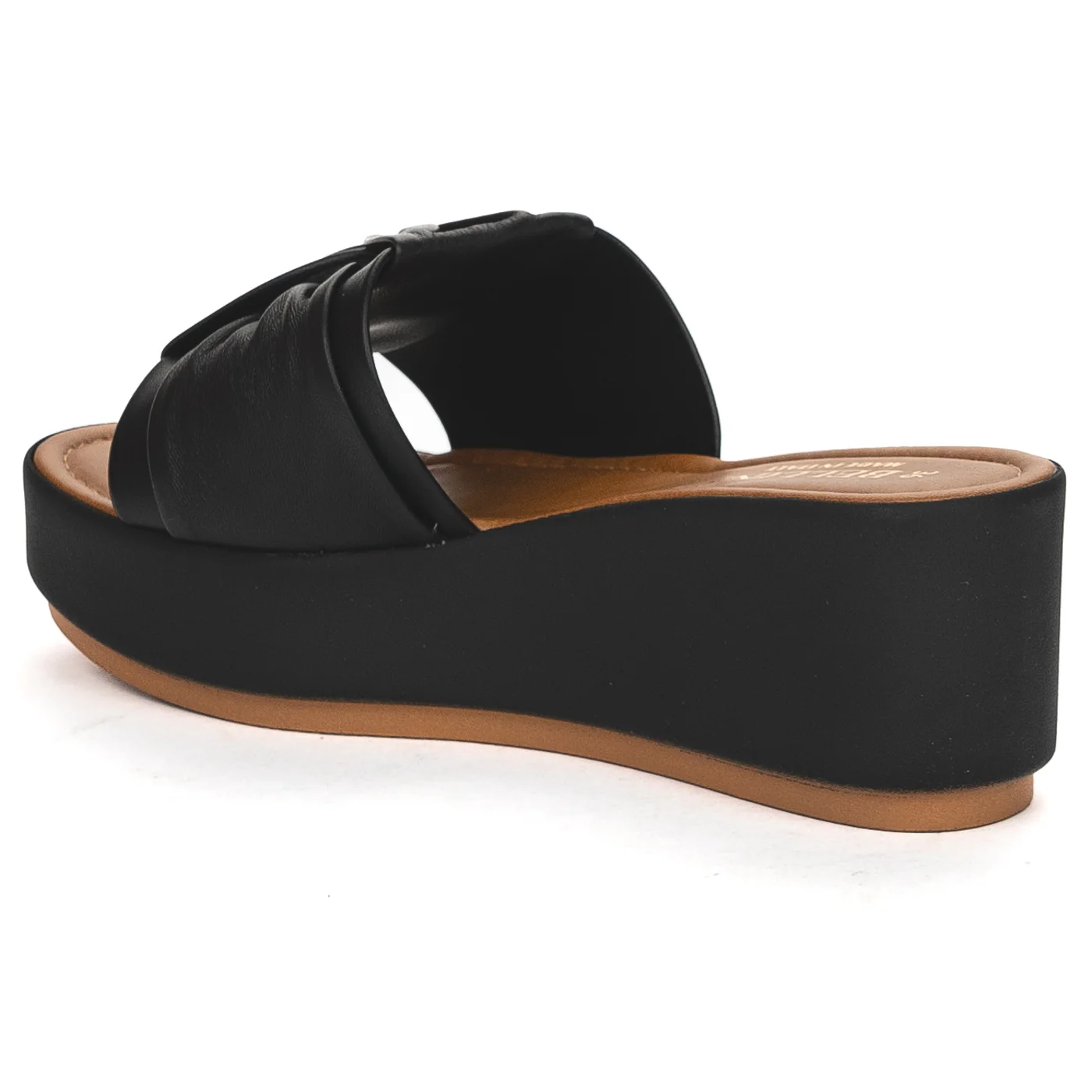 Papuc dama din piele naturala neagra cu talpa inalta 13830 - Image 2