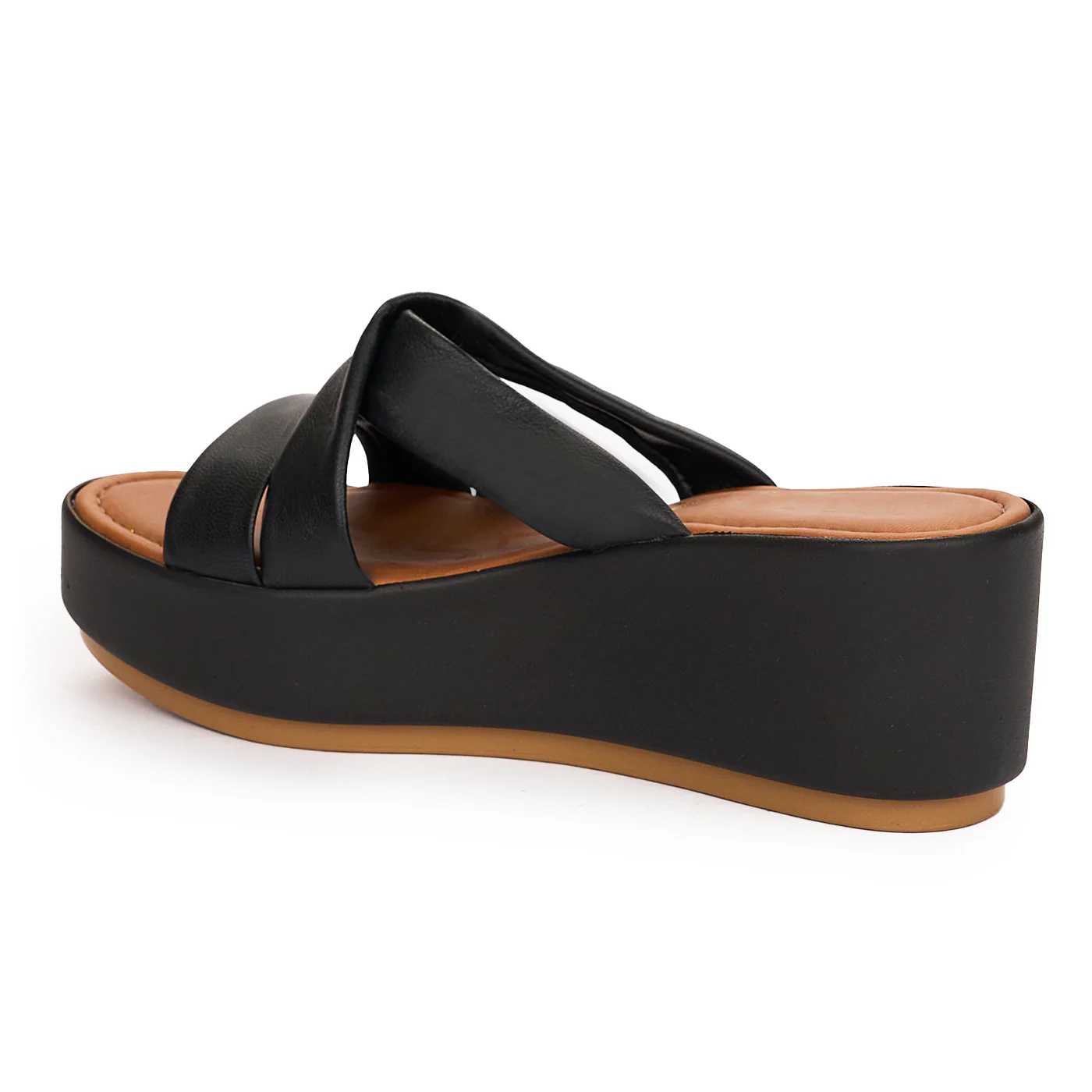 Papuc dama din piele naturala negru cu talpa inalta 13727 - Image 2