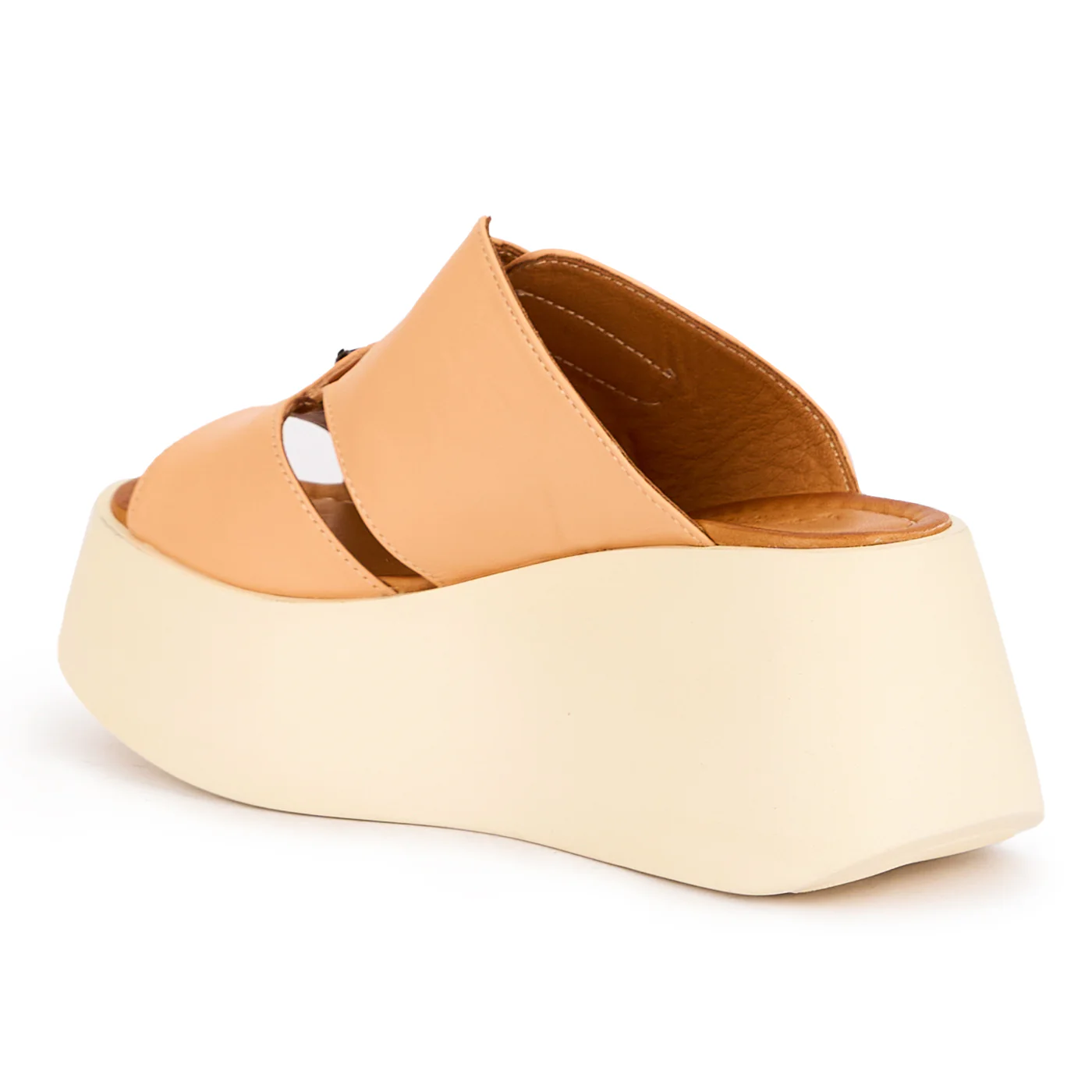 Papuc dama din piele naturala portocaliu-persica cu talpa inalta 7.5 cm 16322 - Image 2