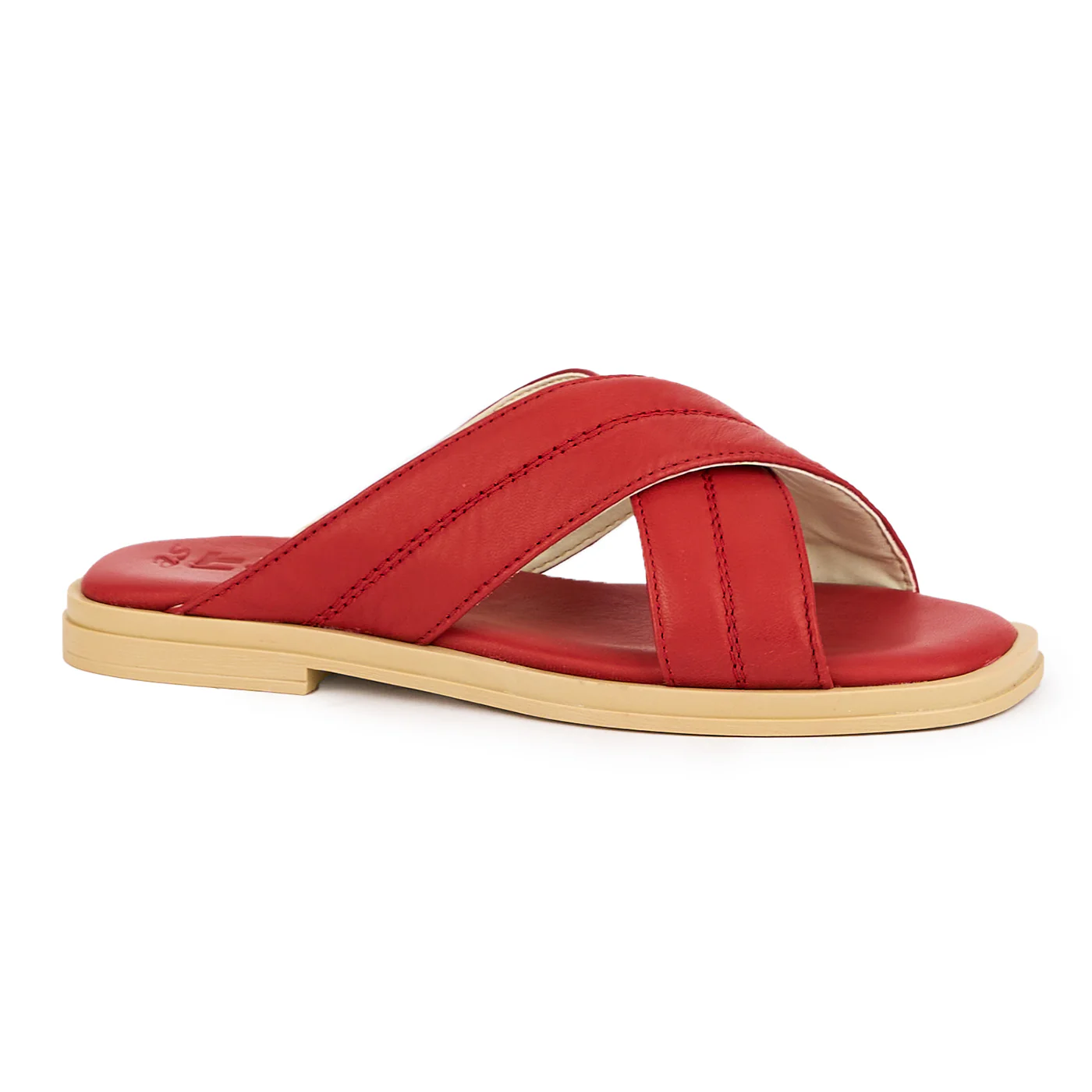 Papuc dama din piele naturala rosie cu talpa joasa 16160 - Image 2