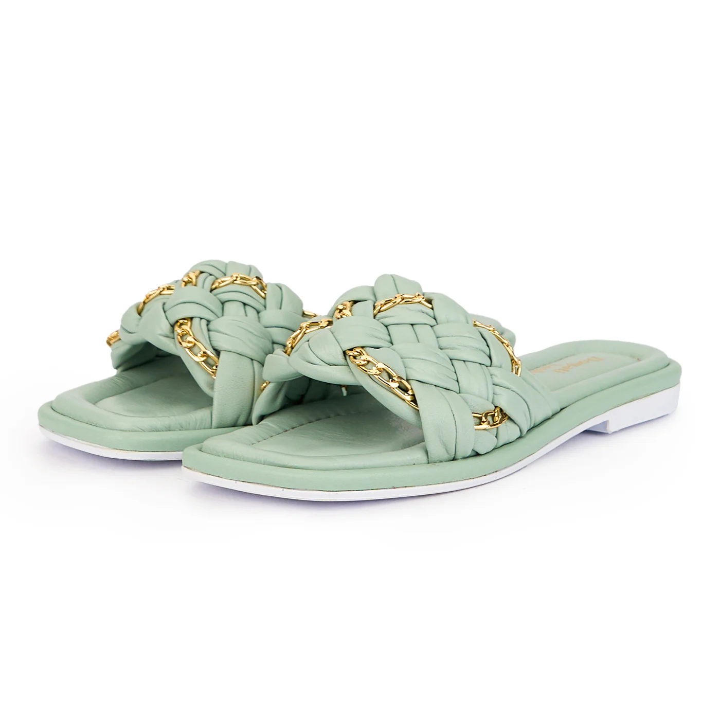 Papuc dama din piele naturala verde-menta cu talpa joasa 16115 - Image 3