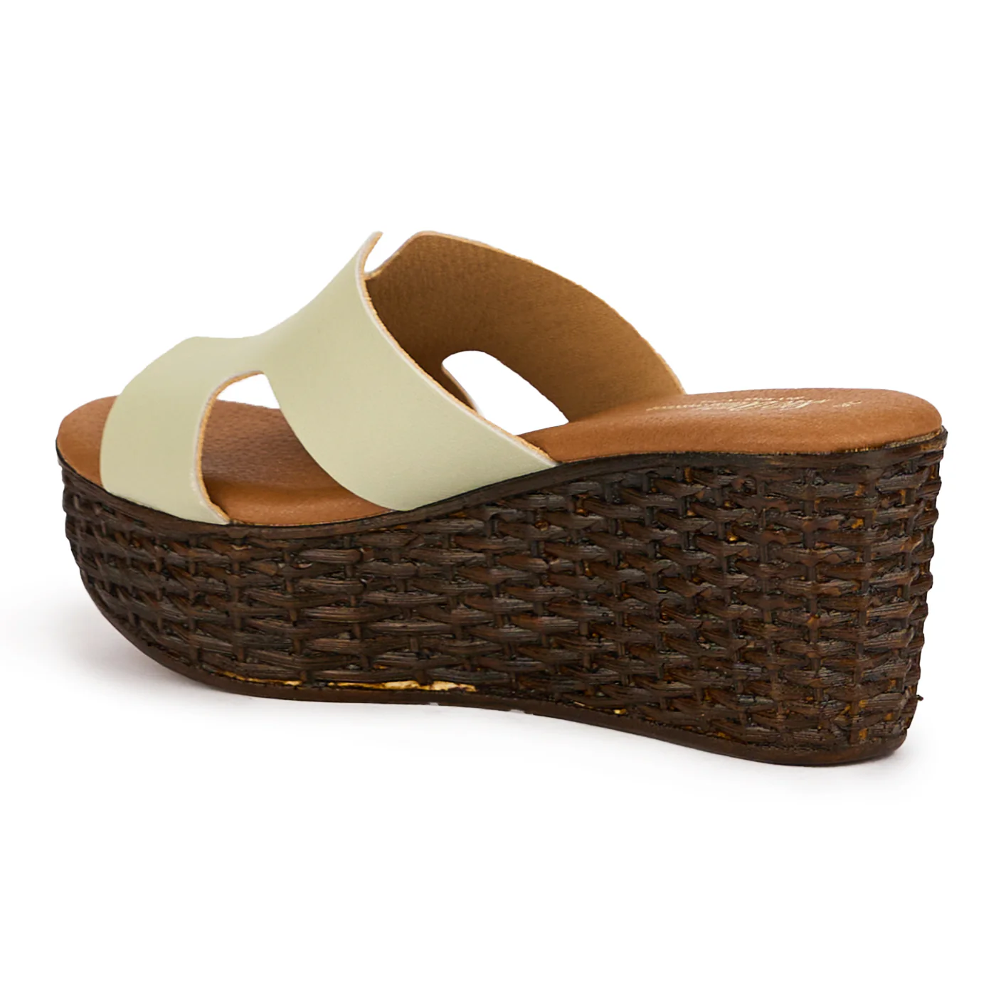 Papuc dama din piele naturala verde-salvie cu platforma 7 cm 16597 - Image 2