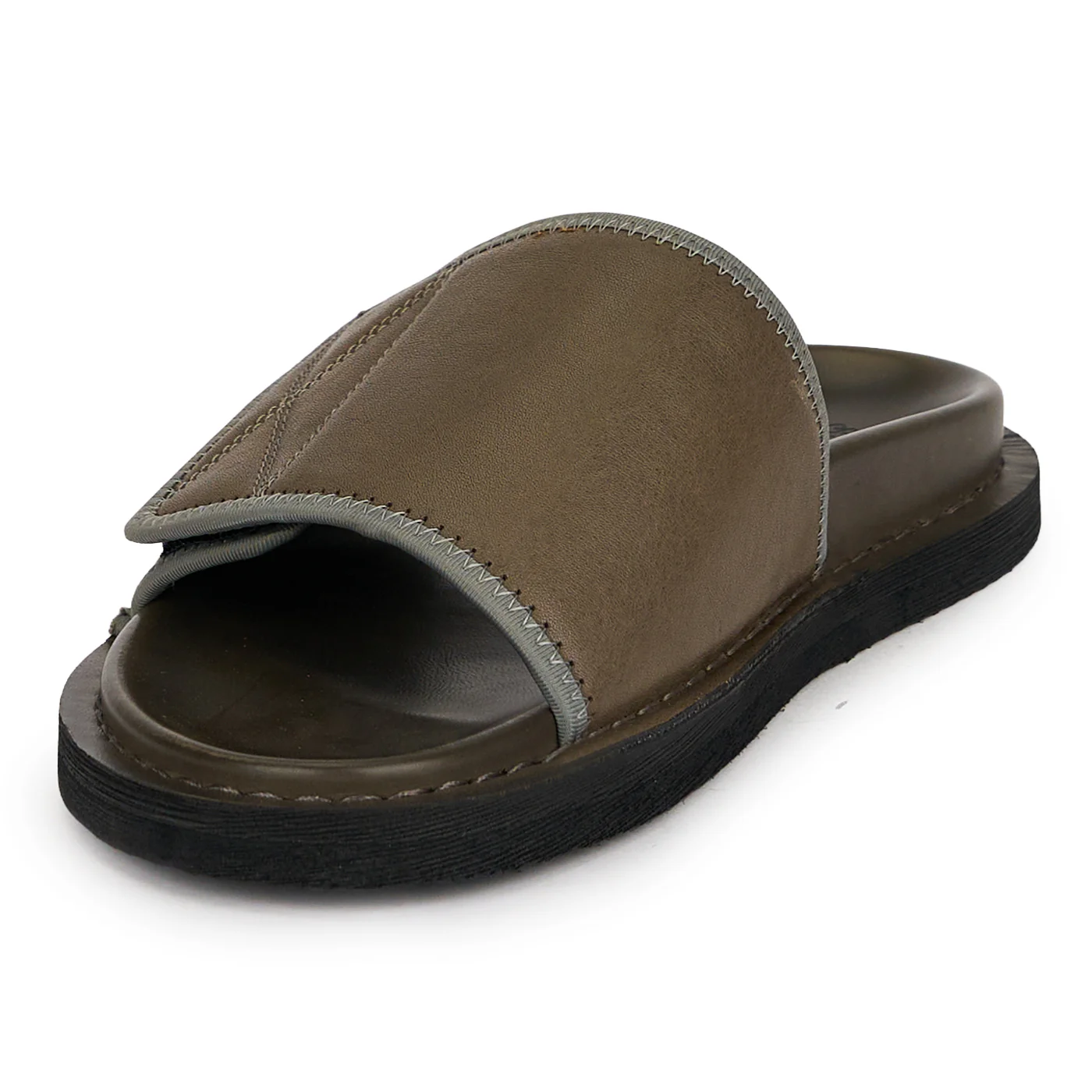Papuci barbati din piele naturala kaki 20190 - Image 3