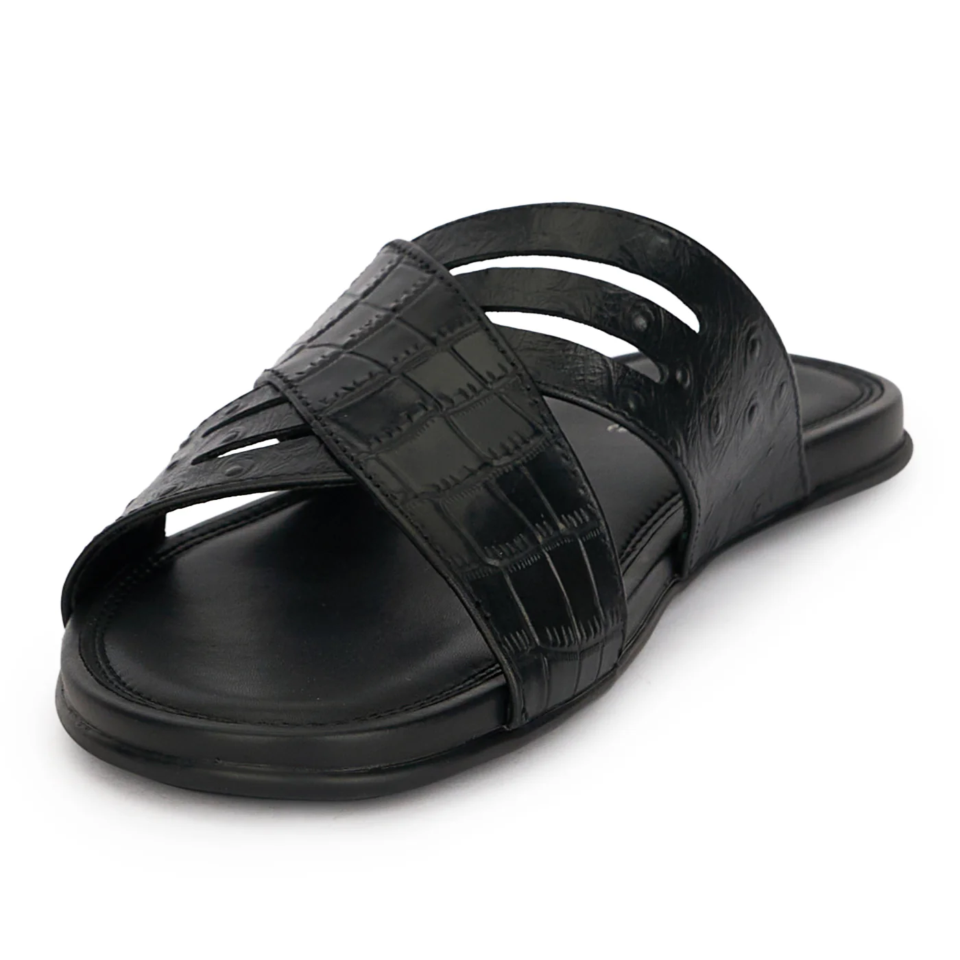 Papuci barbati din piele naturala neagra 20139 - Image 3