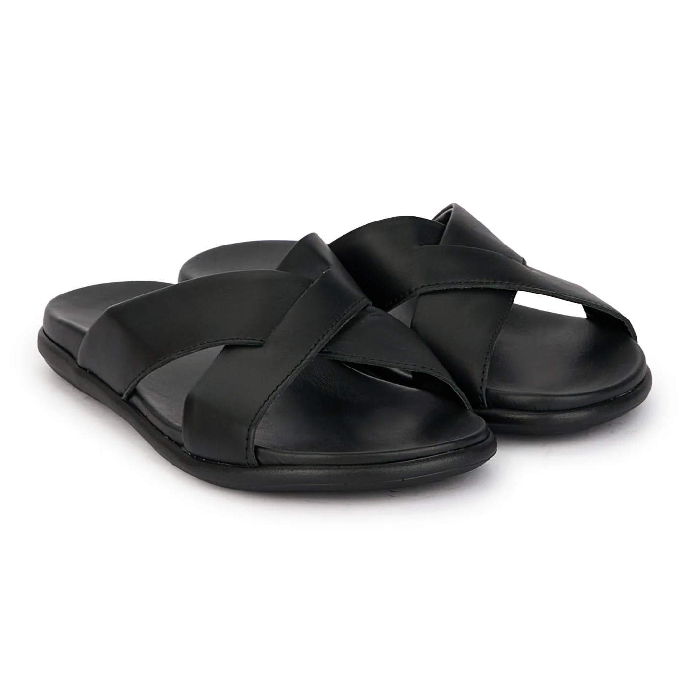 Papuci barbati din piele naturala neagra 7903 - Image 4