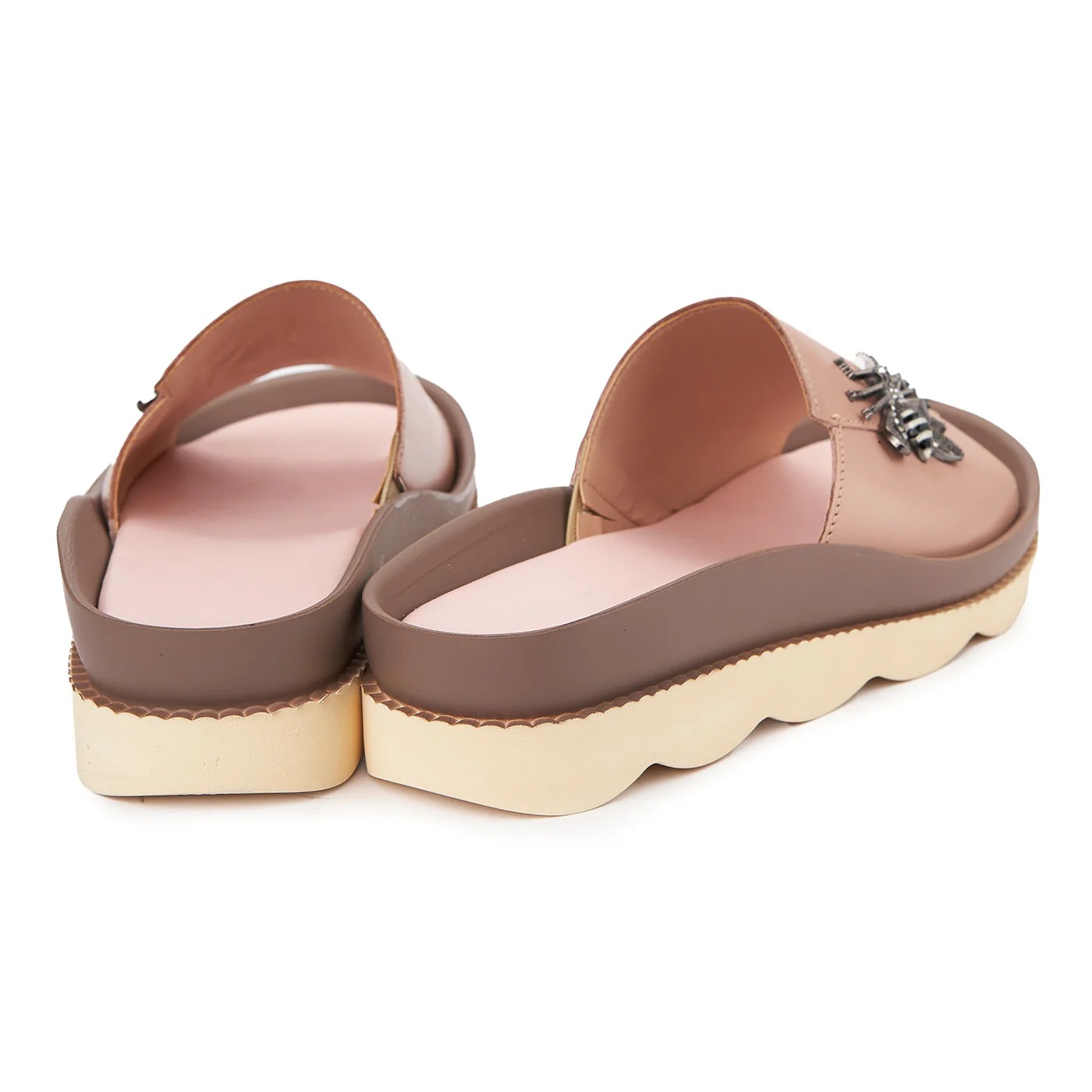 Papuci dama casual din piele naturala bej 2455 - Image 2