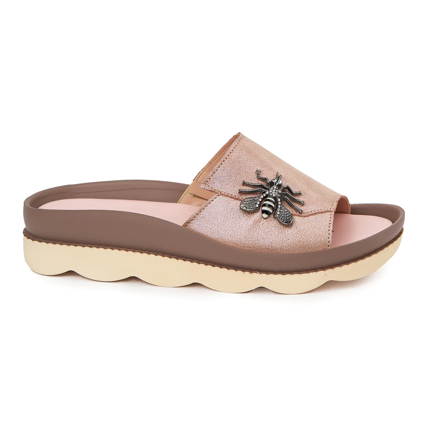 Papuci dama casual din piele naturala bej 2456